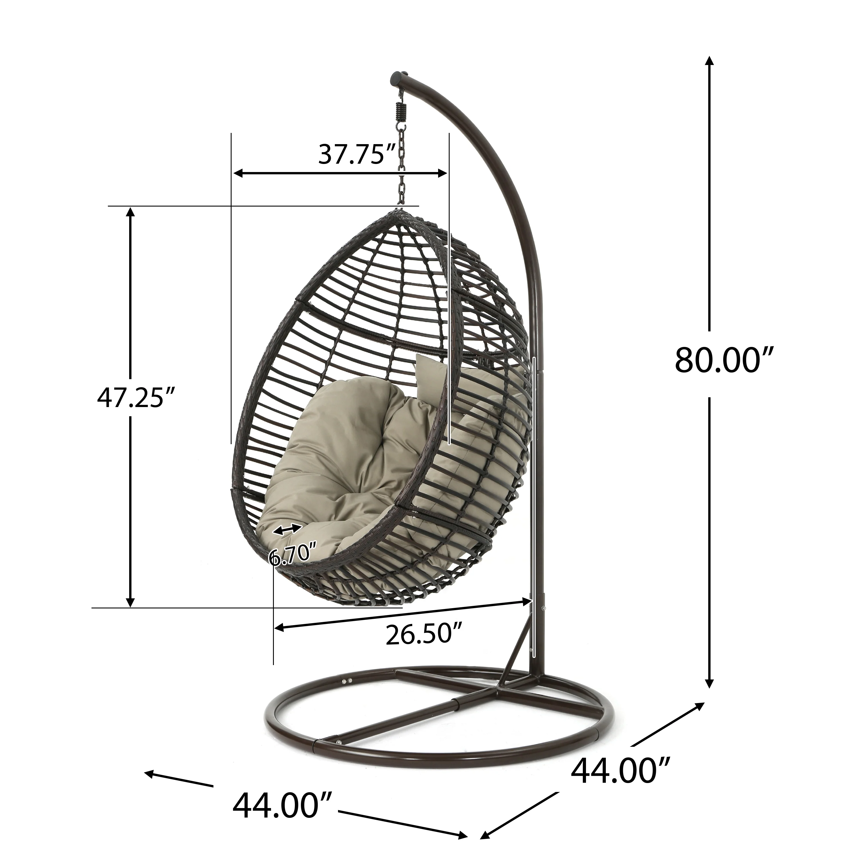 Leasa Outdoor Wicker Hanging Teardrop / Egg Chair - furnishings