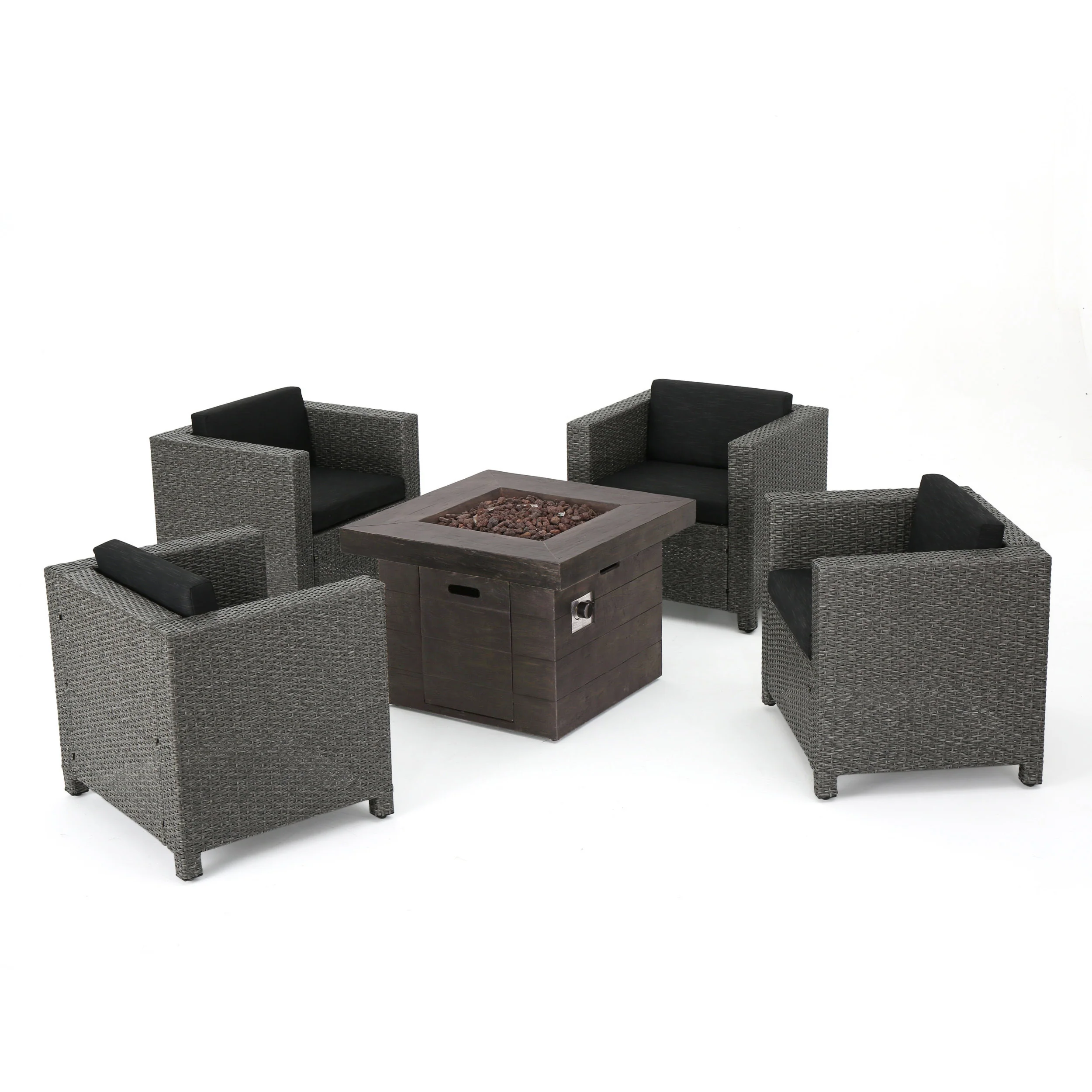 Venice 4-Seater Outdoor Fire Pit Chat Set - furnishings