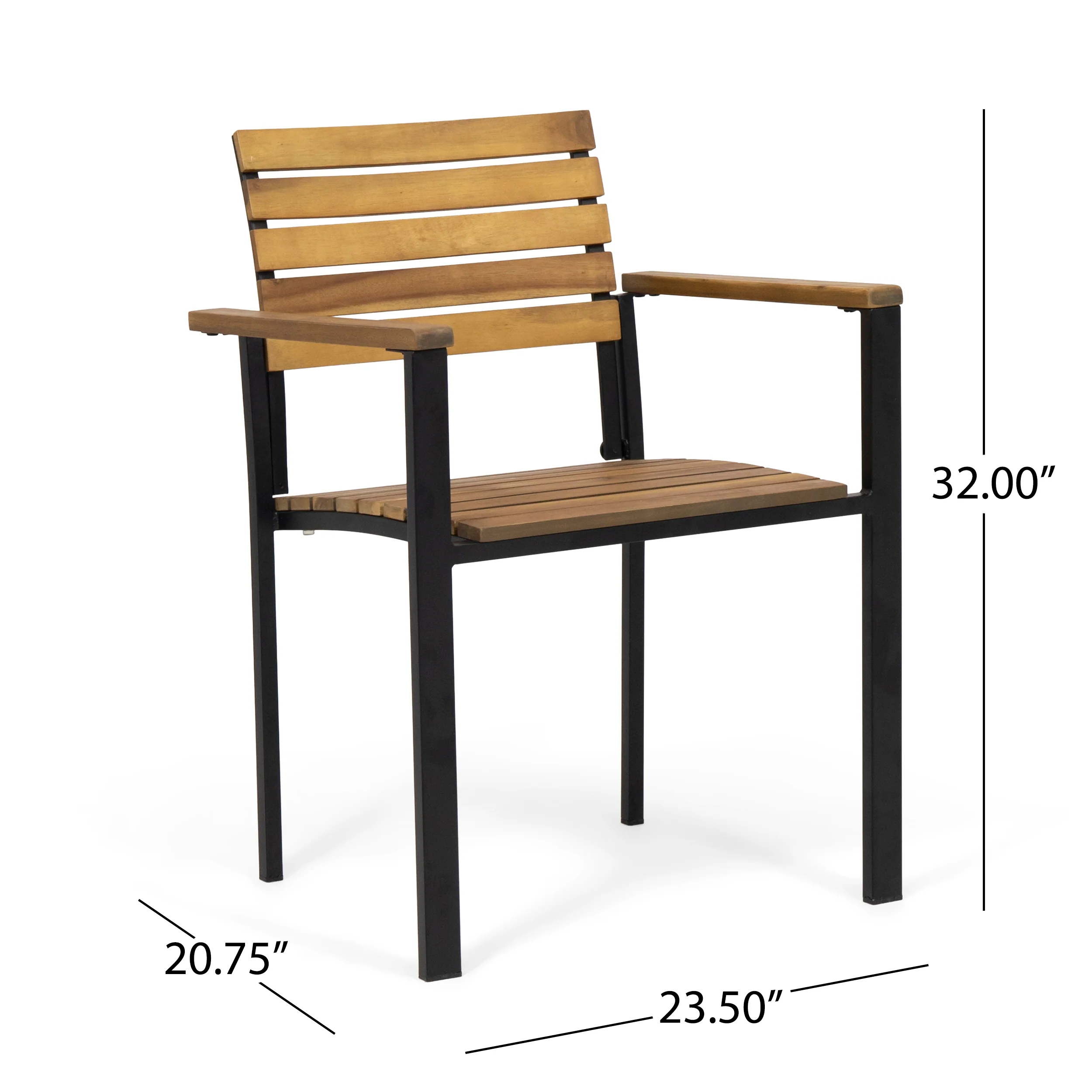 Alberta Outdoor Wood and Iron Dining Chairs (Set of 2) - furnishings