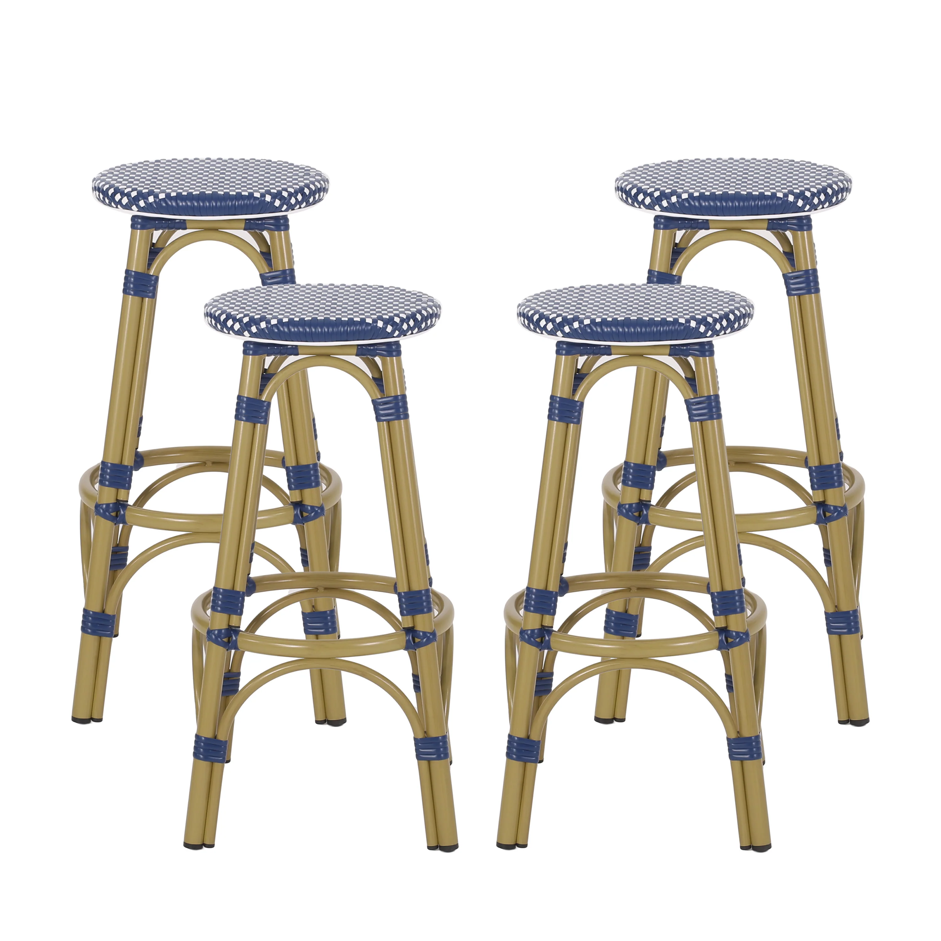 Dohney Outdoor French Aluminum 29.5 Inch Barstools, Set of 4 - furnishings