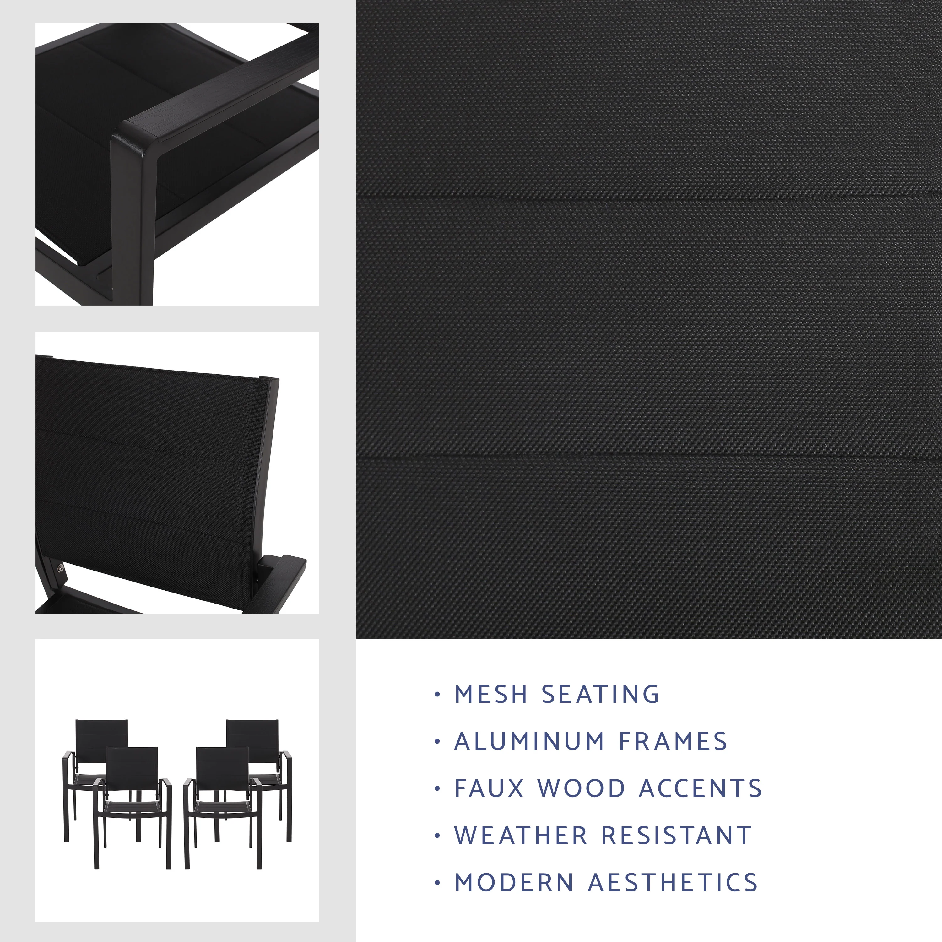 Curtisian Outdoor Mesh and Aluminum Dining Chairs - furnishings