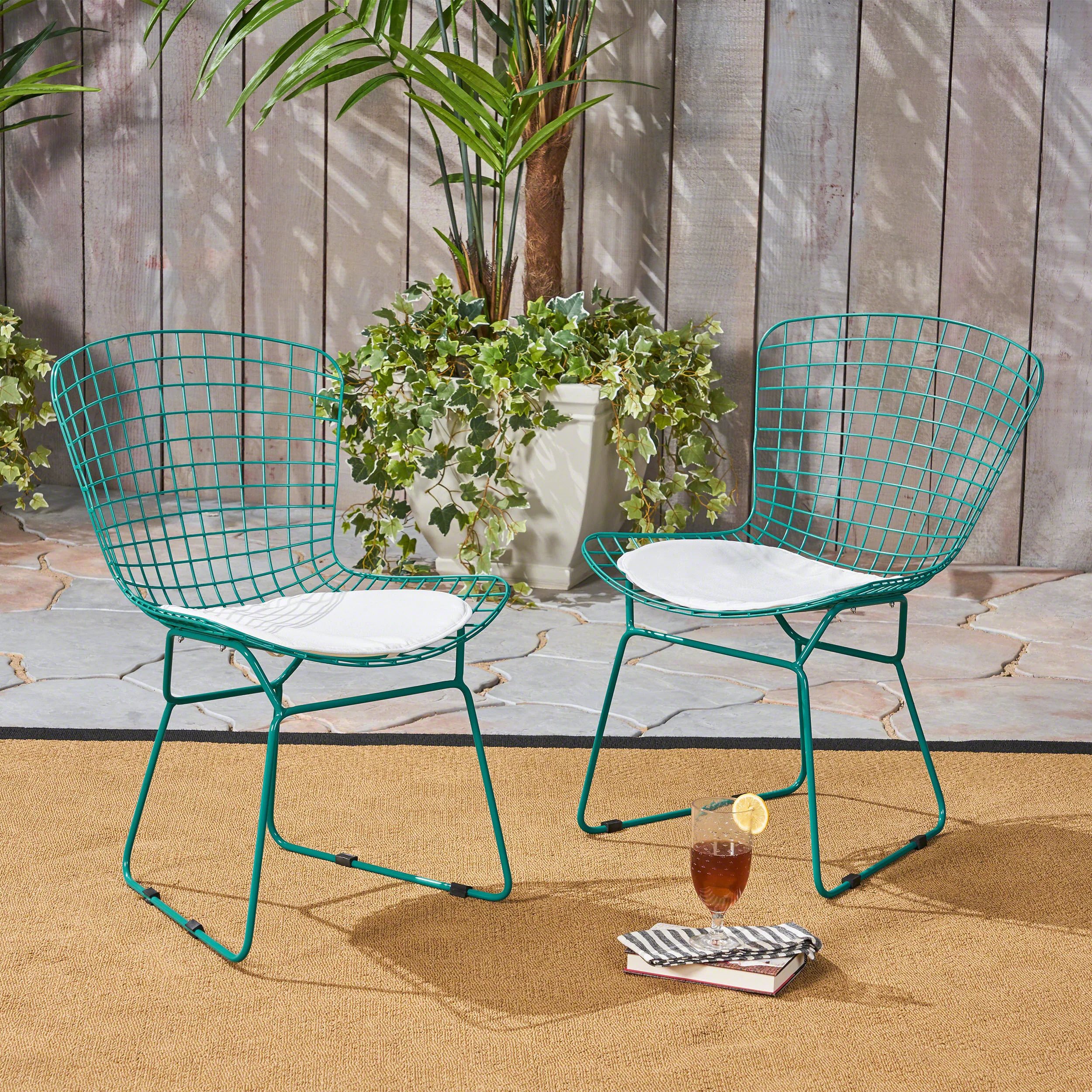 Fonda Outdoor Iron Chairs (Set of 2) - furnishings
