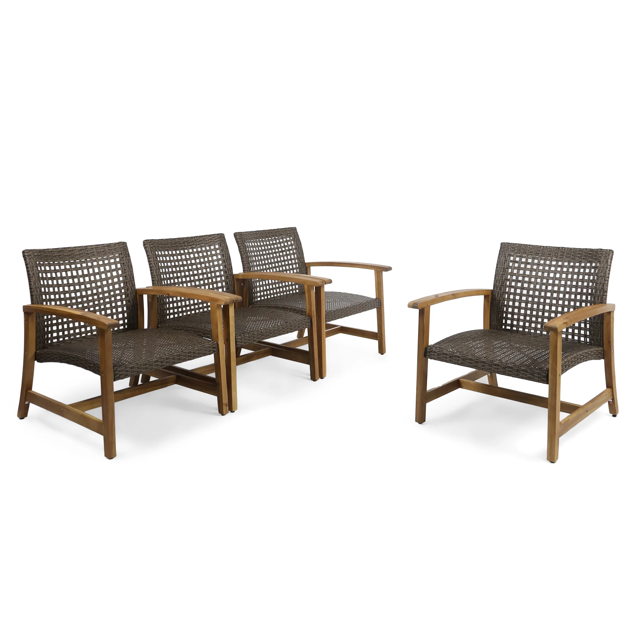 Viola Outdoor Wood and Wicker Club Chairs - furnishings