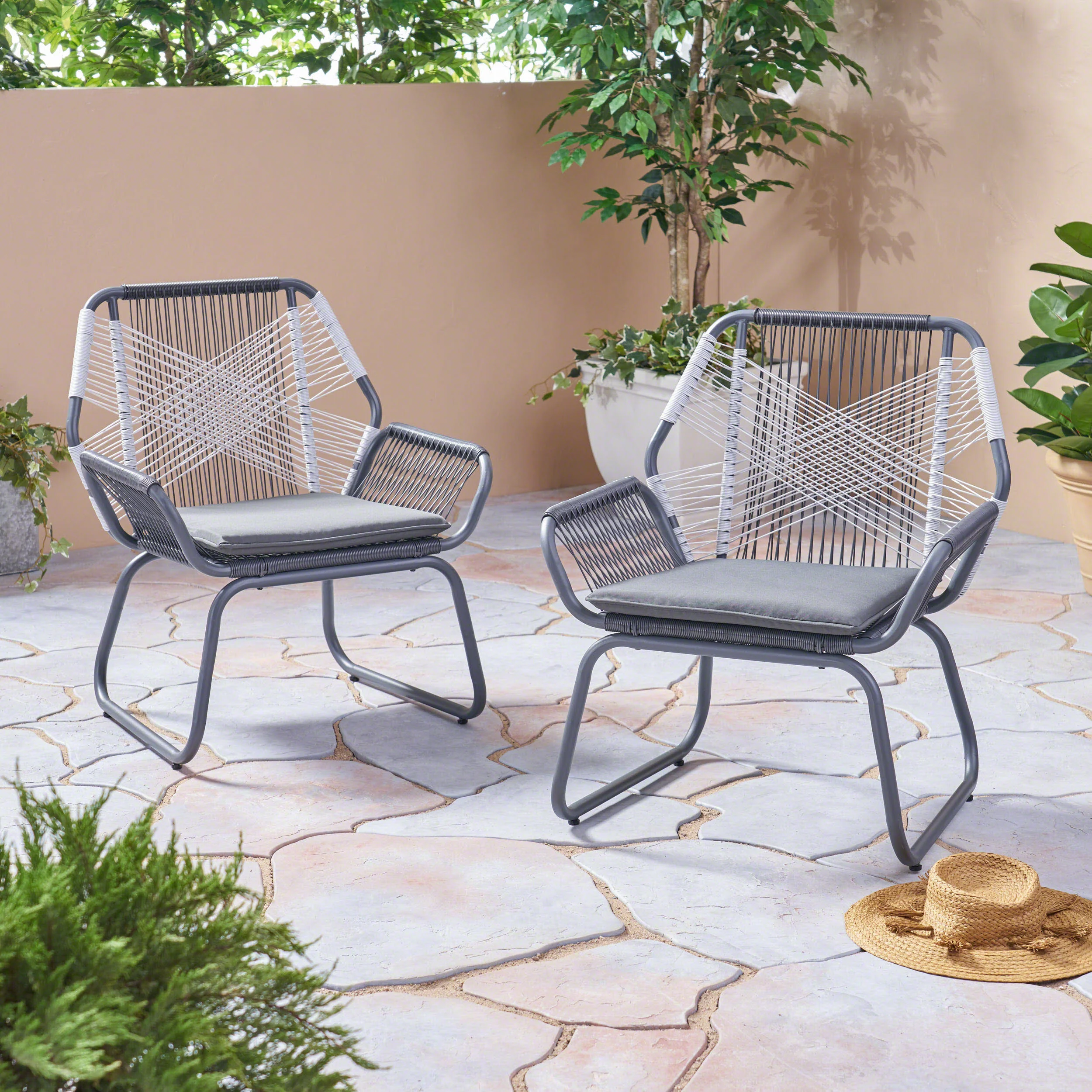 Lydia Outdoor Faux Rattan Club Chair (Set of 2) - furnishings