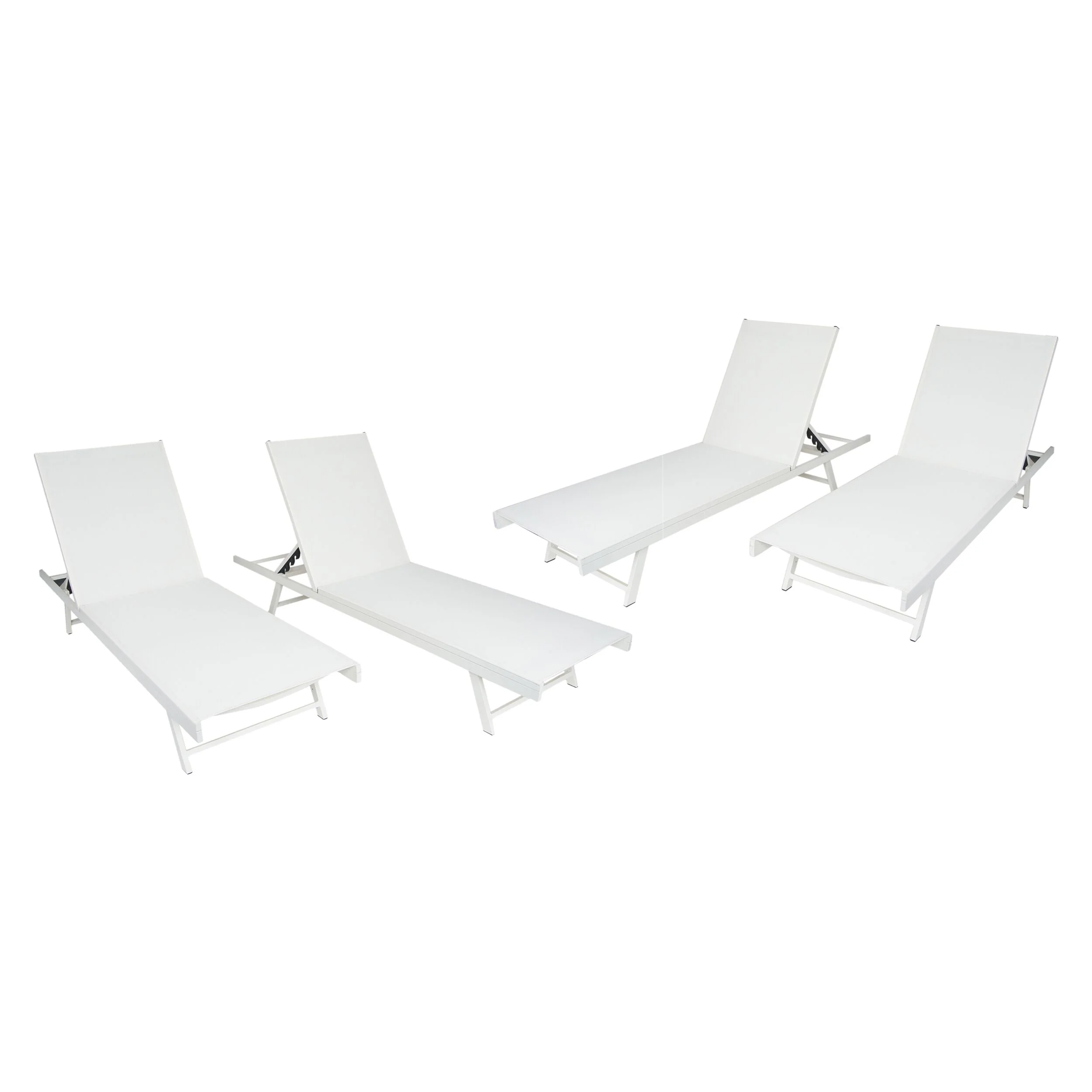 Randy Outdoor Aluminum and Mesh Chaise Lounge (Set of 4), White - furnishings