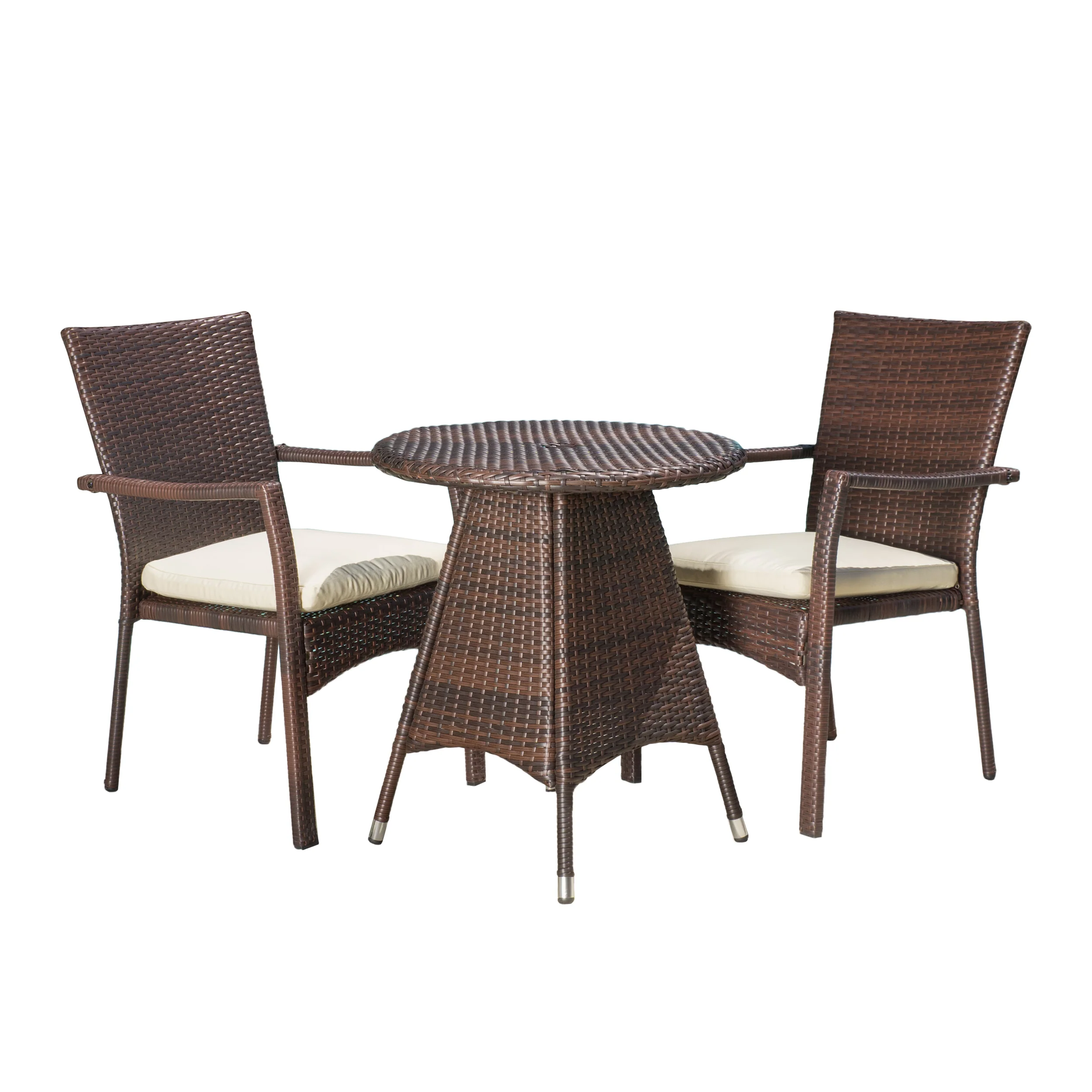 Foster Outdoor 3-piece Wicker Bistro Set with Cushions - furnishings