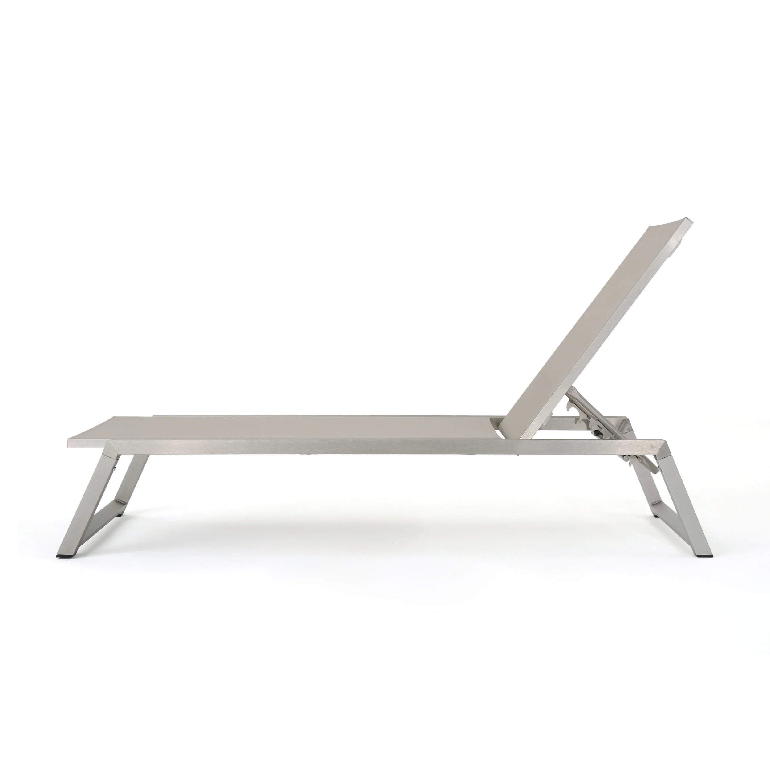 Santa Monica Outdoor Gray Mesh Chaise Lounge with Grey Finished Aluminum Frame - furnishings