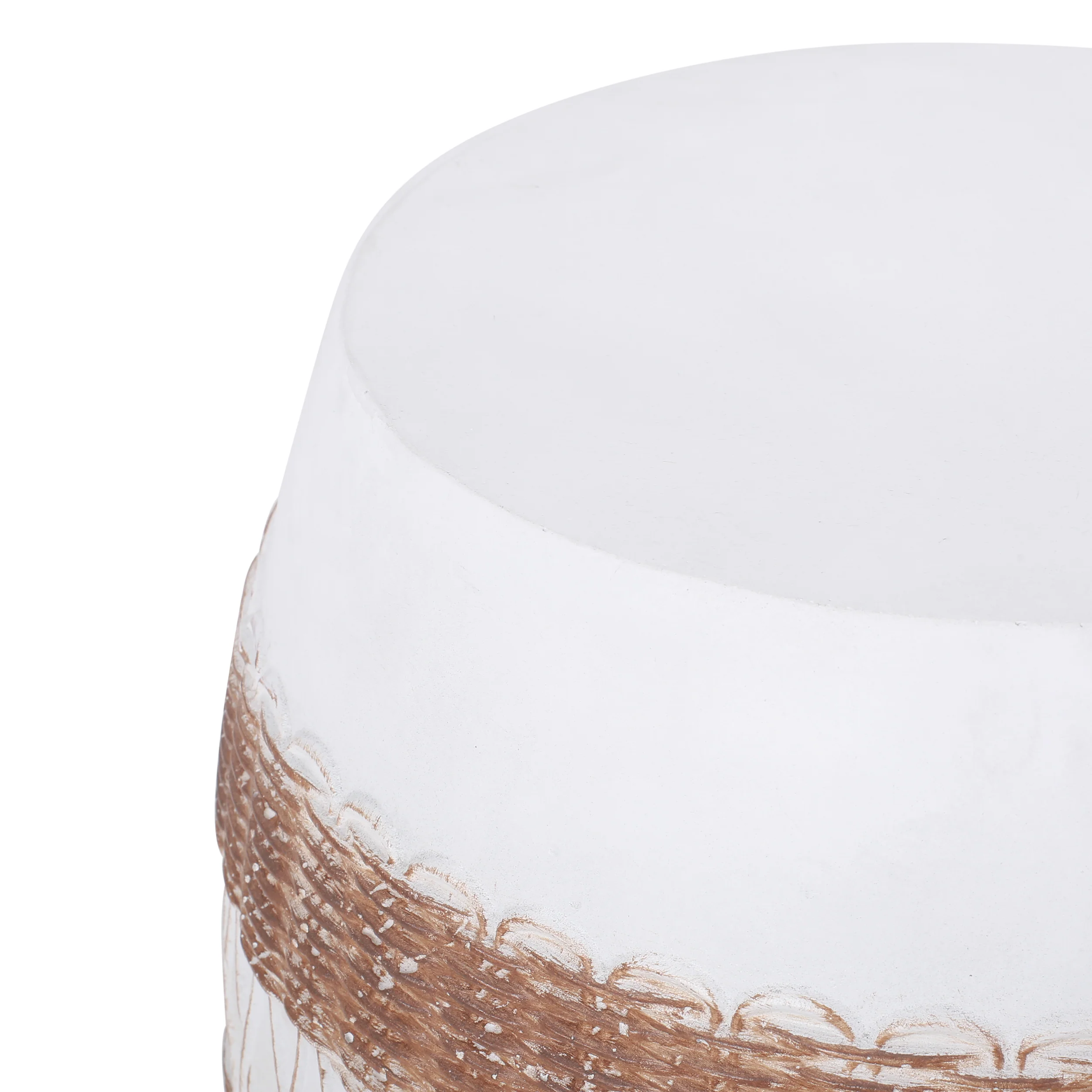 Anvil Outdoor Lightweight Concrete Side Table, White and Brown - furnishings
