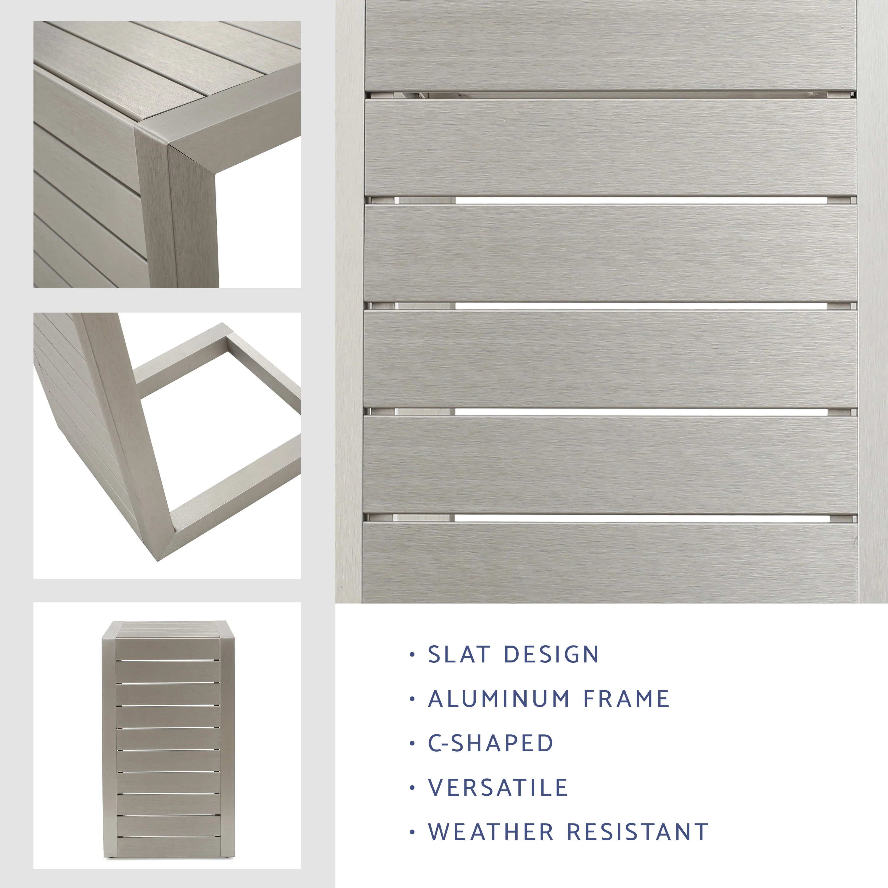 Crested-Bay Modern Aluminum C-Shaped End Table - furnishings