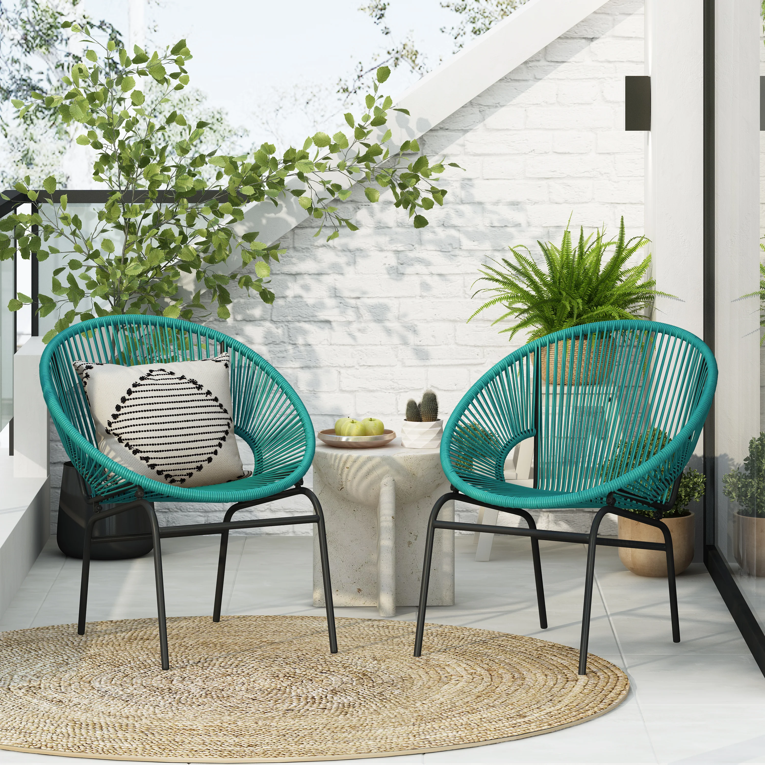 Carver Indoor & Outdoor Acapulco Weave Faux Rattan Club Chairs (Set of 2) - furnishings