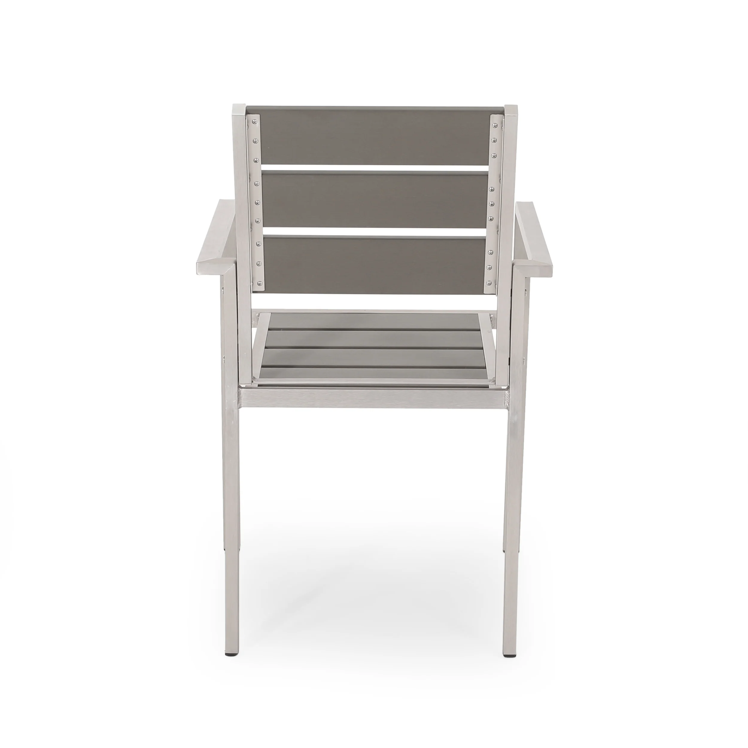Cherie Outdoor Modern Aluminum Dining Chair with Faux Wood Seat (Set of 2) - furnishings