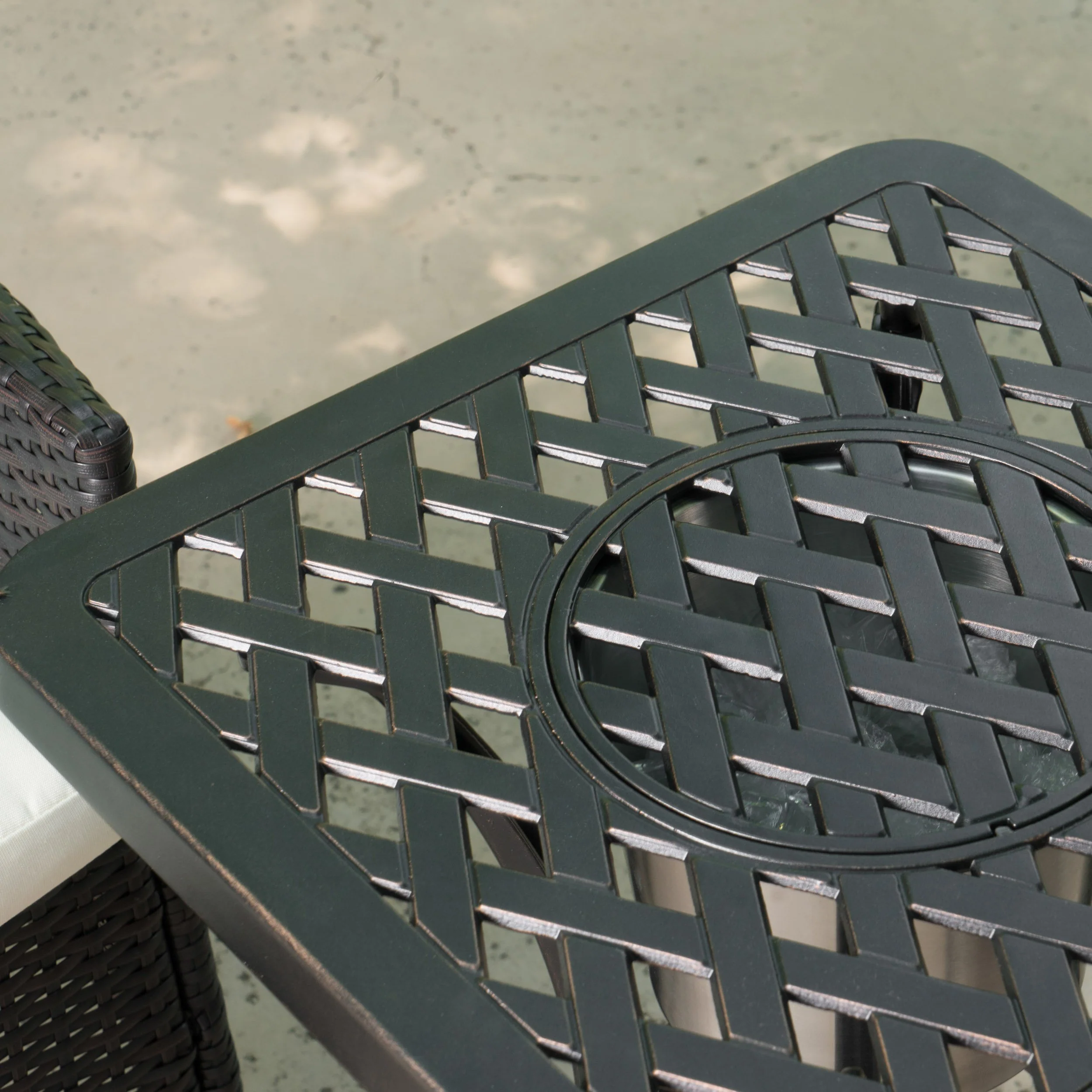 Ariel Outdoor 3Pc Wicker Bistro Set w/ Water Resistant Cushions - furnishings
