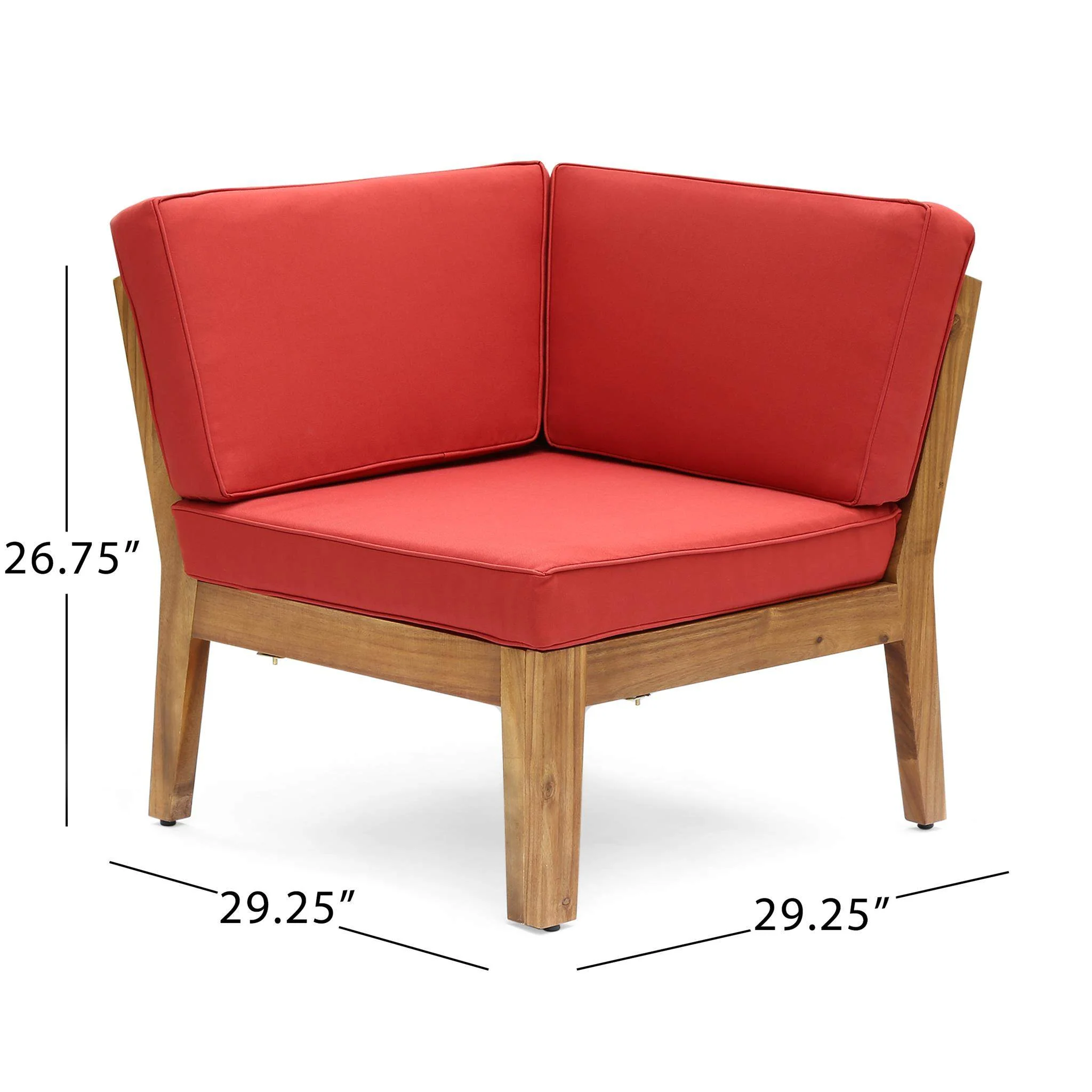 Madeline Outdoor Acacia Wood 9 Seater Sectional Sofa and Club Chair Set with Coffee Table - furnishings