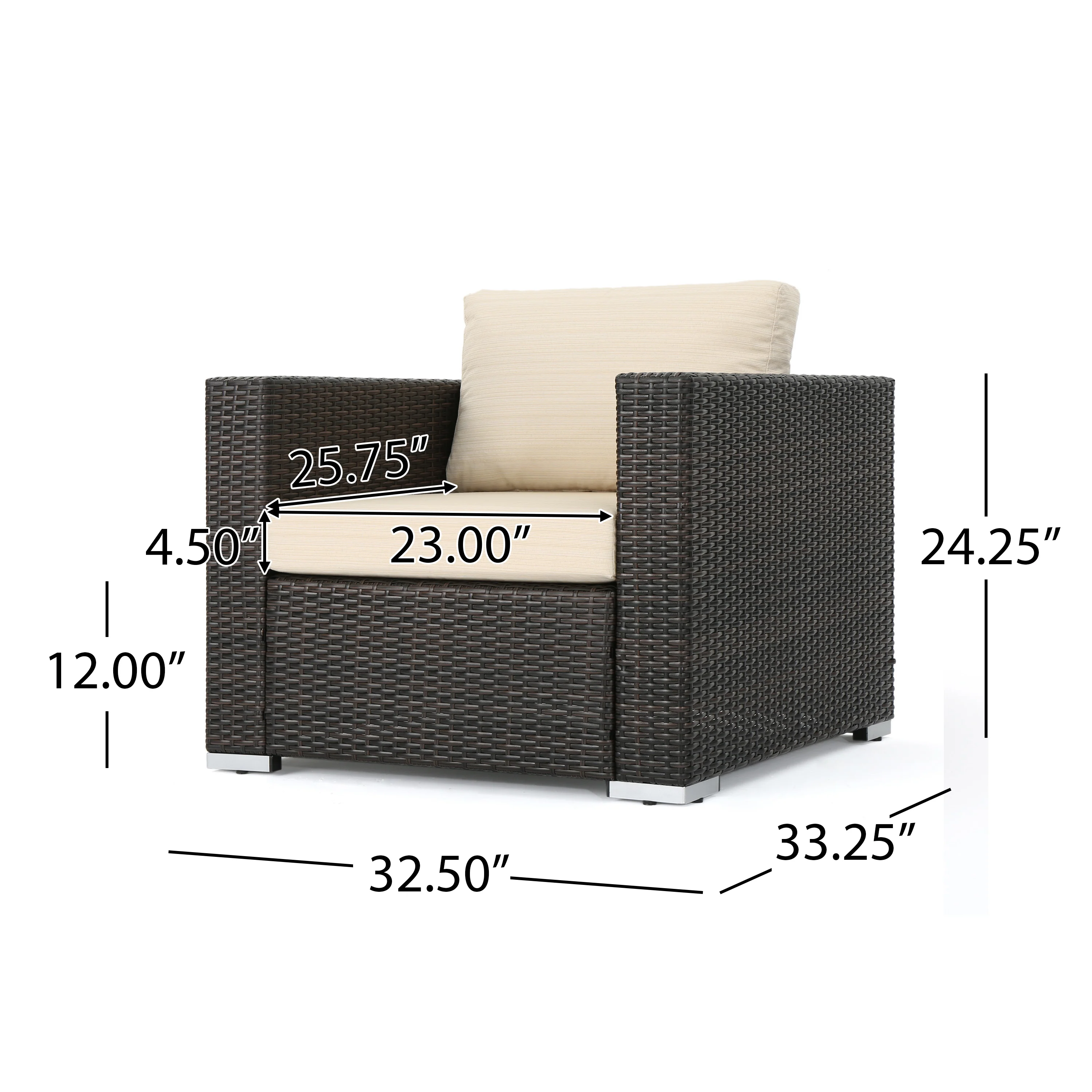 Francisco 7pc Outdoor Brown Wicker Seating Sectional Set w/ Cushions - furnishings