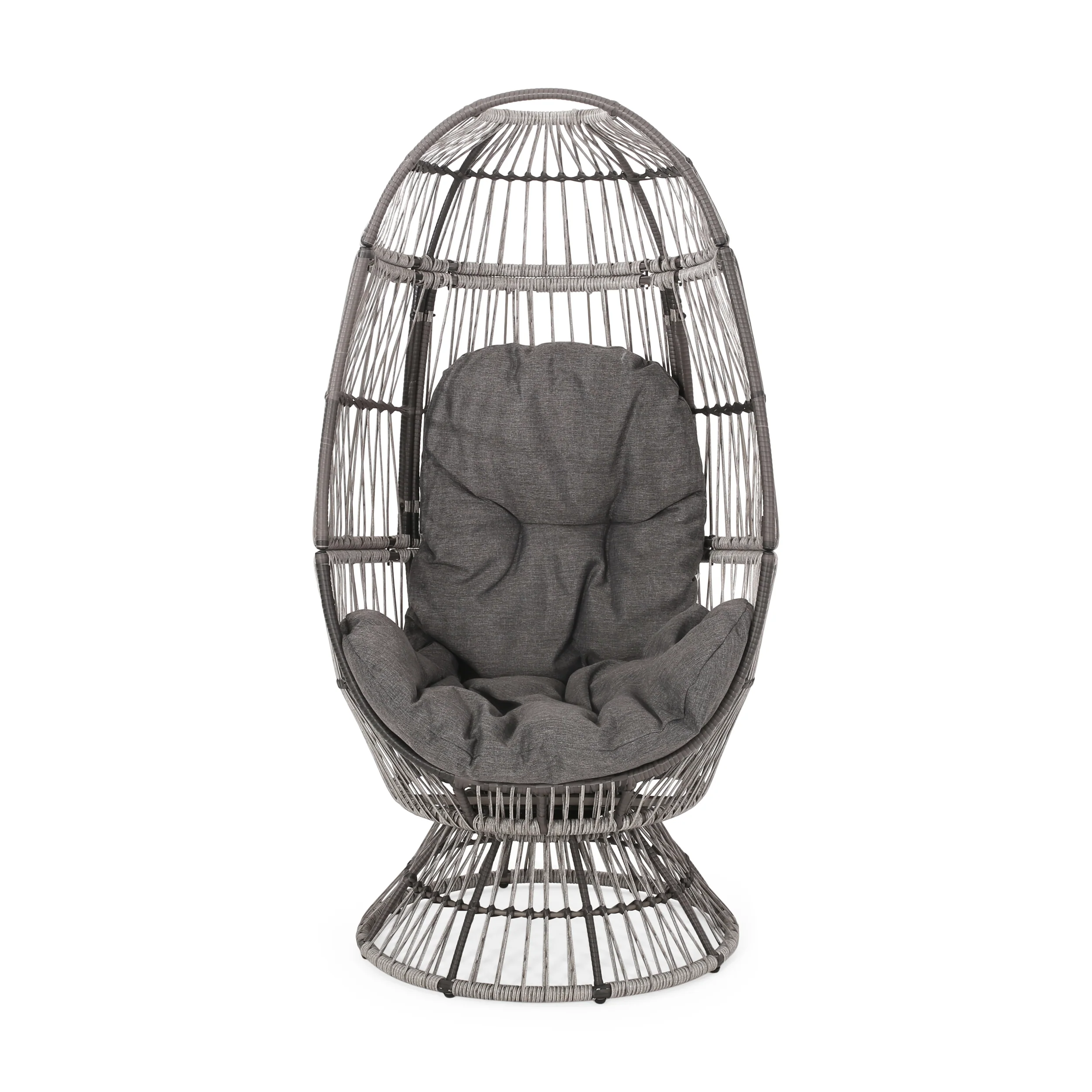 Aceson Outdoor Freestanding Wicker Swivel Egg Chair - furnishings