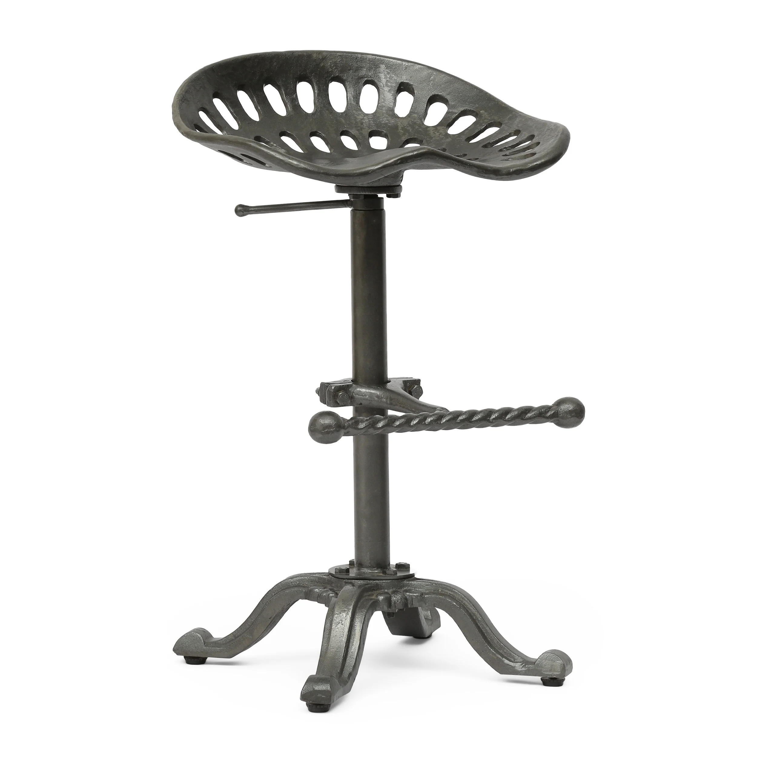 Laymon Industrial Handcrafted Cast Iron Saddle Seat Barstool - furnishings