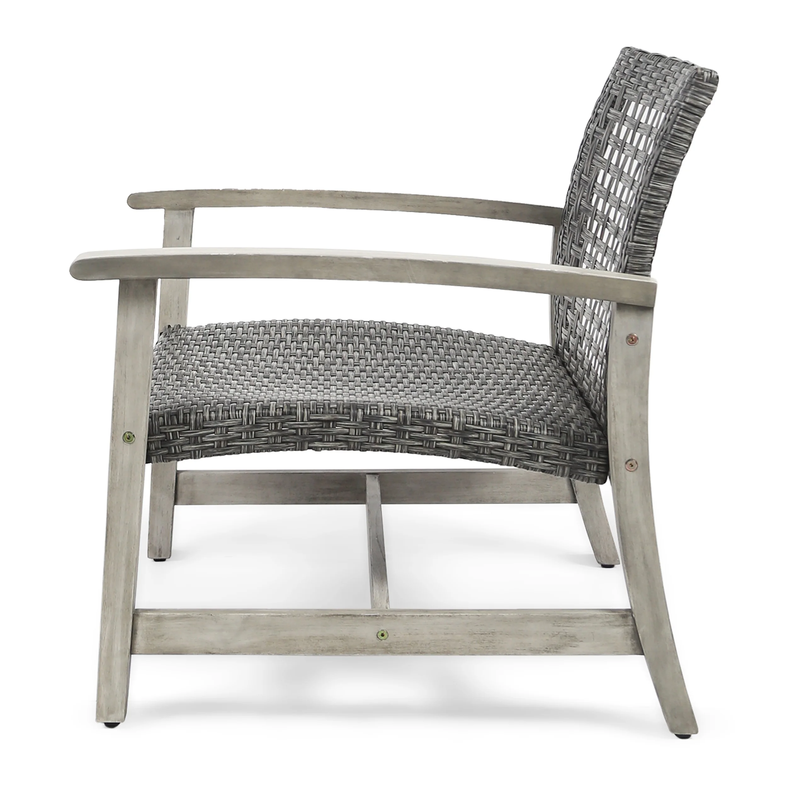 Tabby Outdoor 6 Piece Wood and Wicker Chat Set with Fire Pit - furnishings