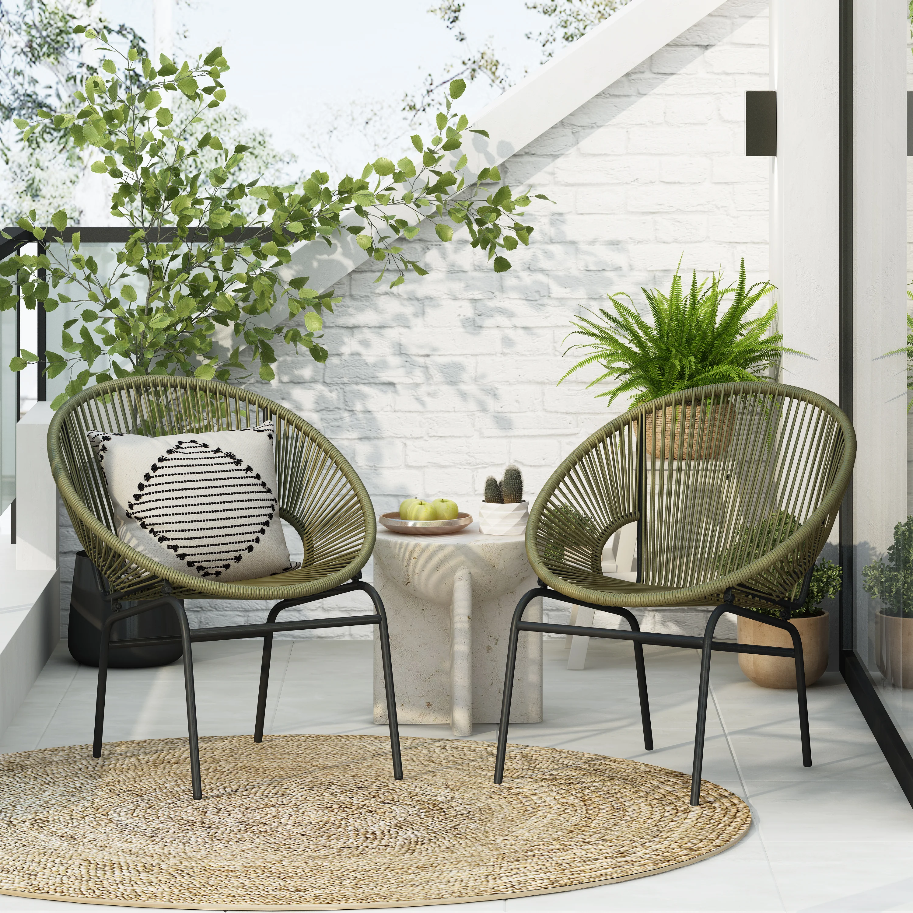 Carver Indoor & Outdoor Acapulco Weave Faux Rattan Club Chairs (Set of 2) - furnishings