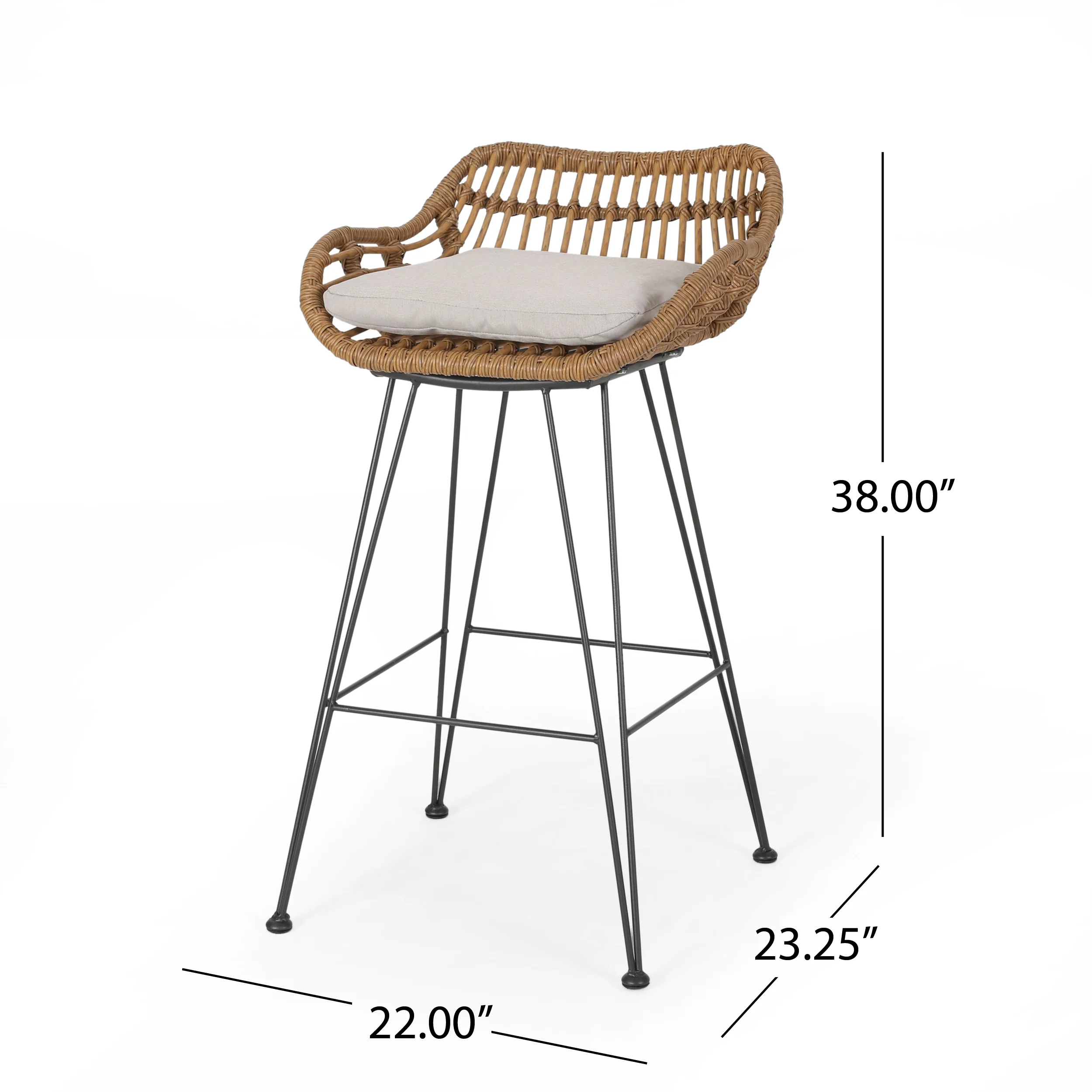 Lisa Outdoor Wicker Barstools with Cushions (Set of 2) - furnishings