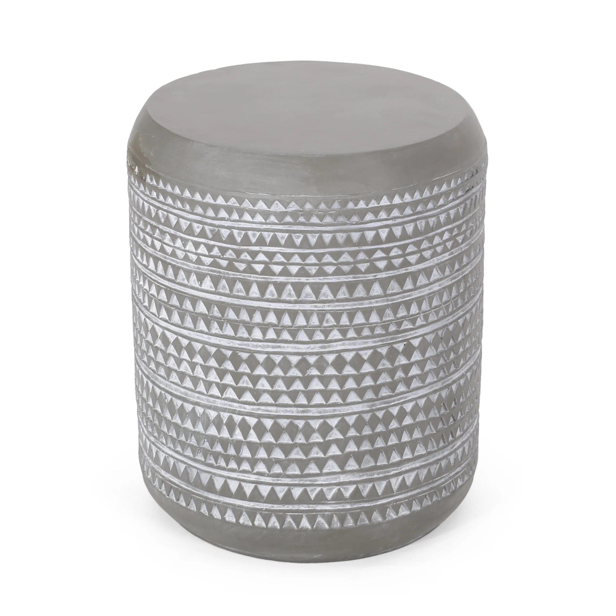 Aquilla Outdoor Lightweight Concrete Side Table, Concrete Finish and White - furnishings