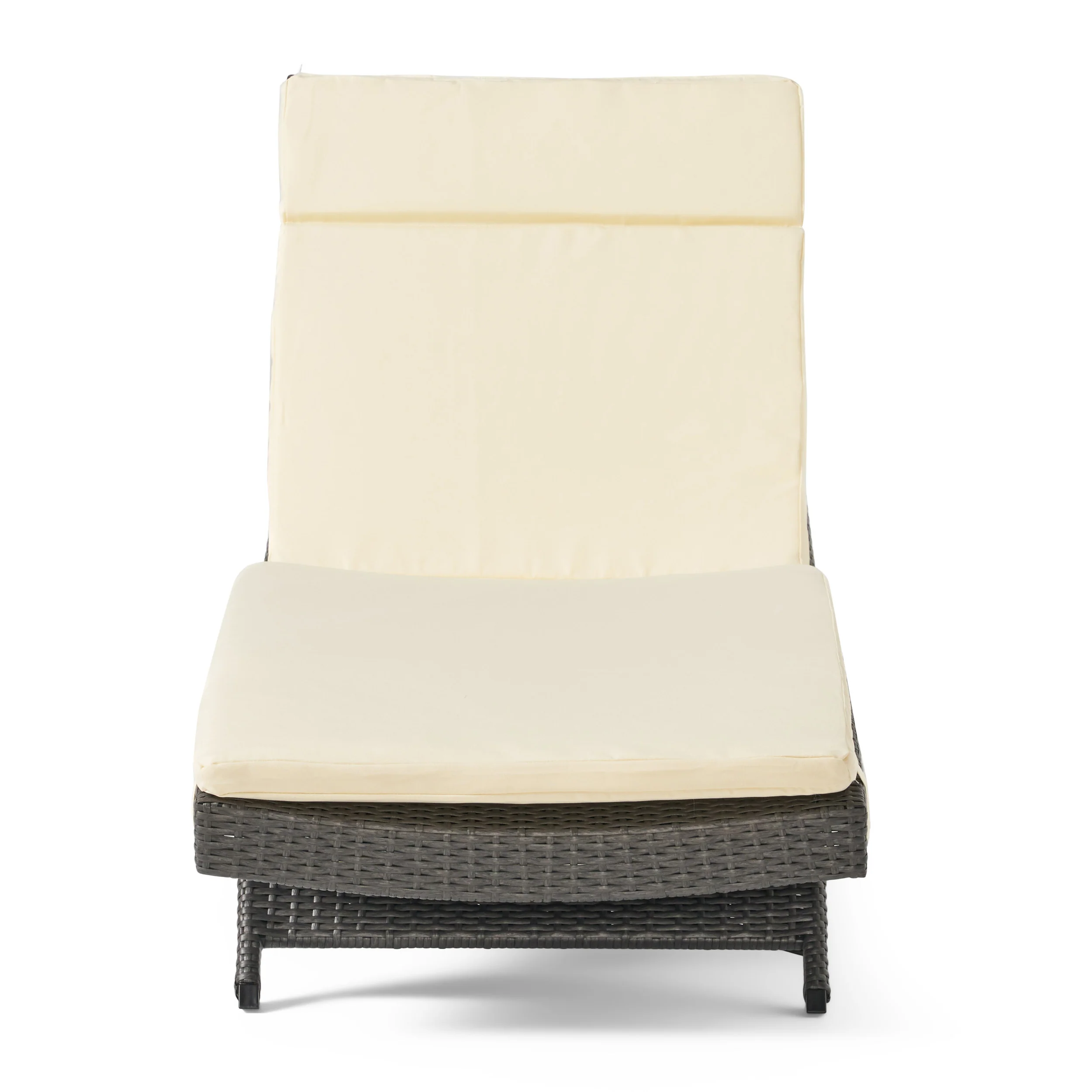 Nassau Outdoor Grey Wicker Adjustable Chaise Lounge with Cushion - furnishings