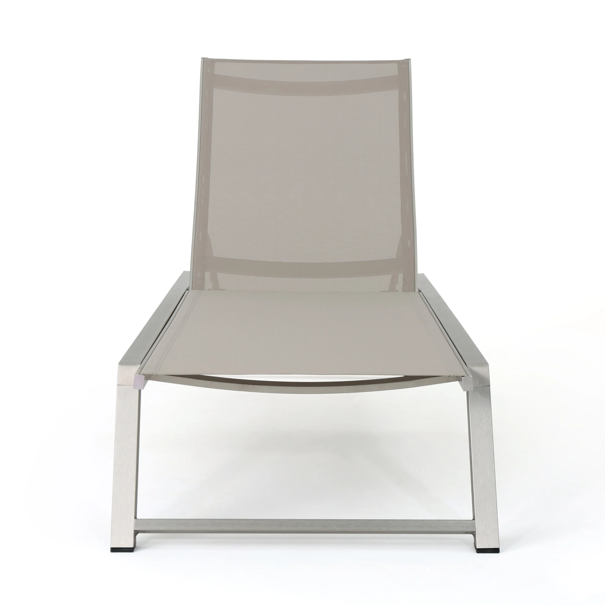 Santa Monica Outdoor Gray Mesh Chaise Lounge with Grey Finished Aluminum Frame - furnishings