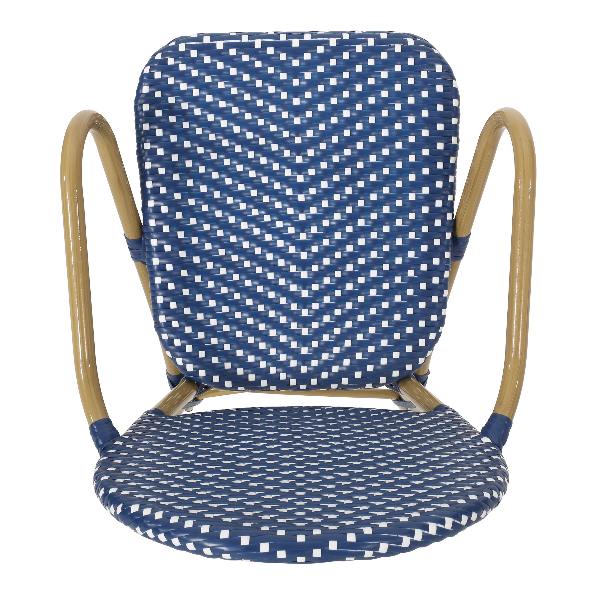 Groveport Outdoor Aluminum French Bistro Chairs, Set of 2, Dark Teal, White, and Bamboo Finish - furnishings