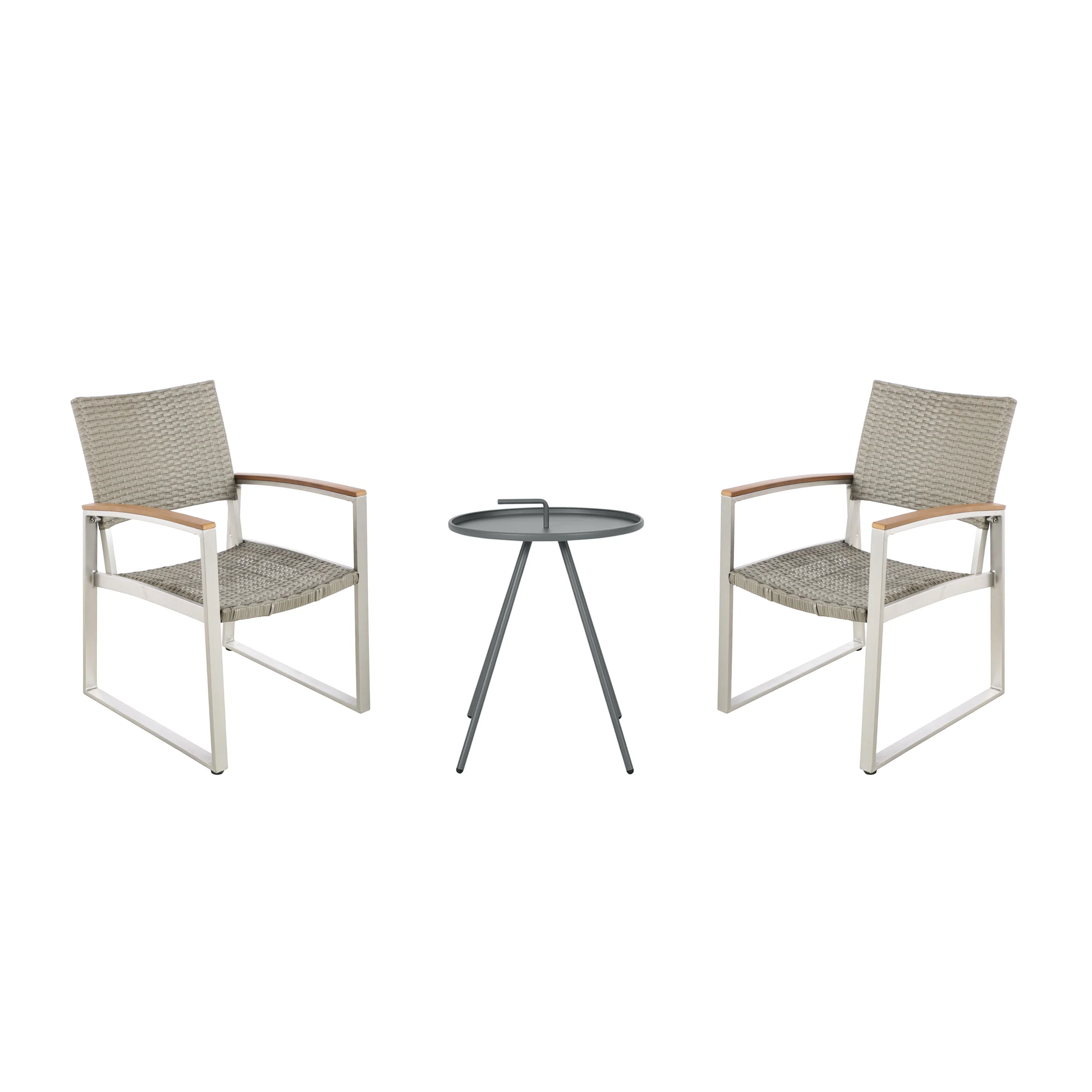 Eunice Outdoor 2 Seater Aluminum and Wicker Chat Set - furnishings