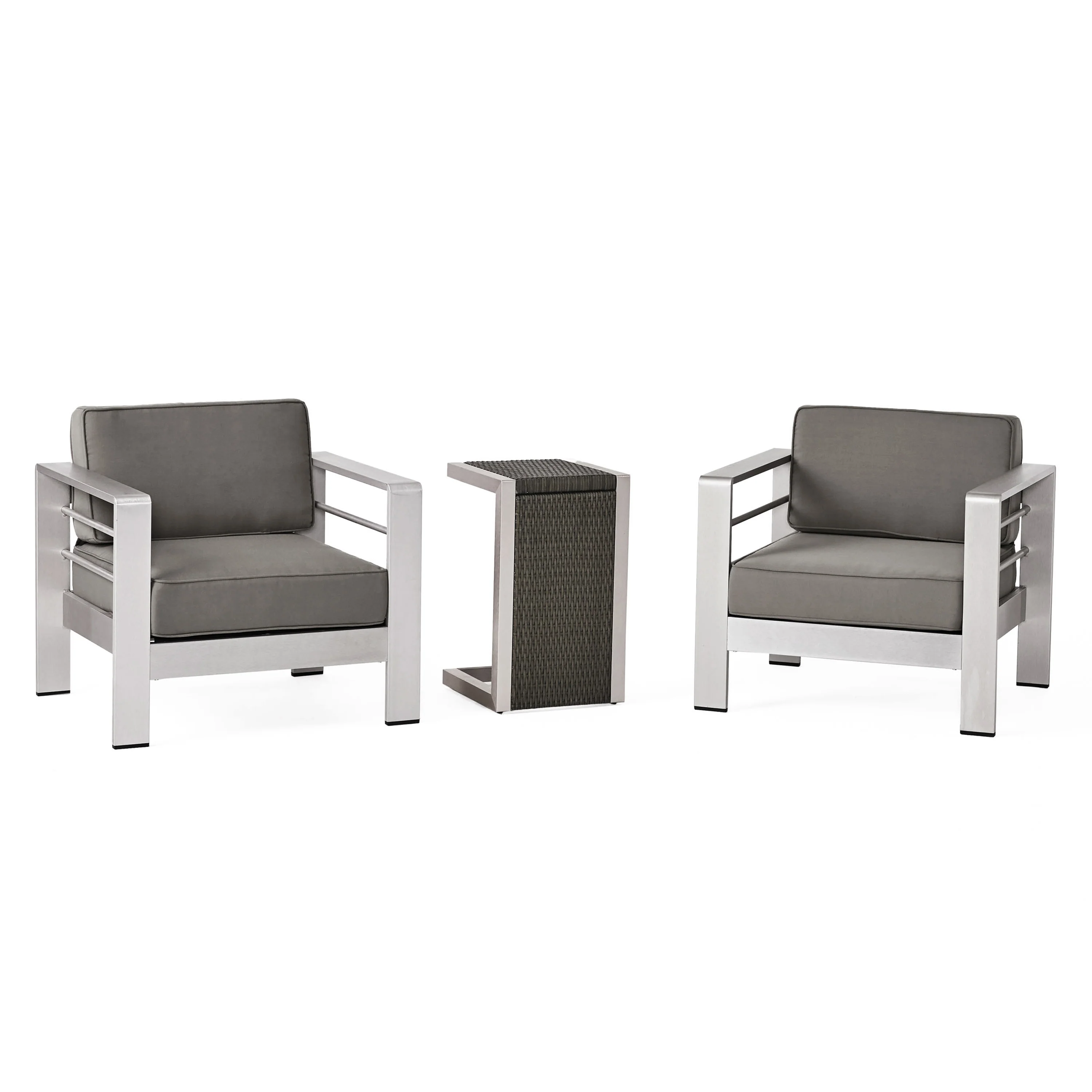 Coral Bay Outdoor Aluminum Club Chairs with Side Table - furnishings
