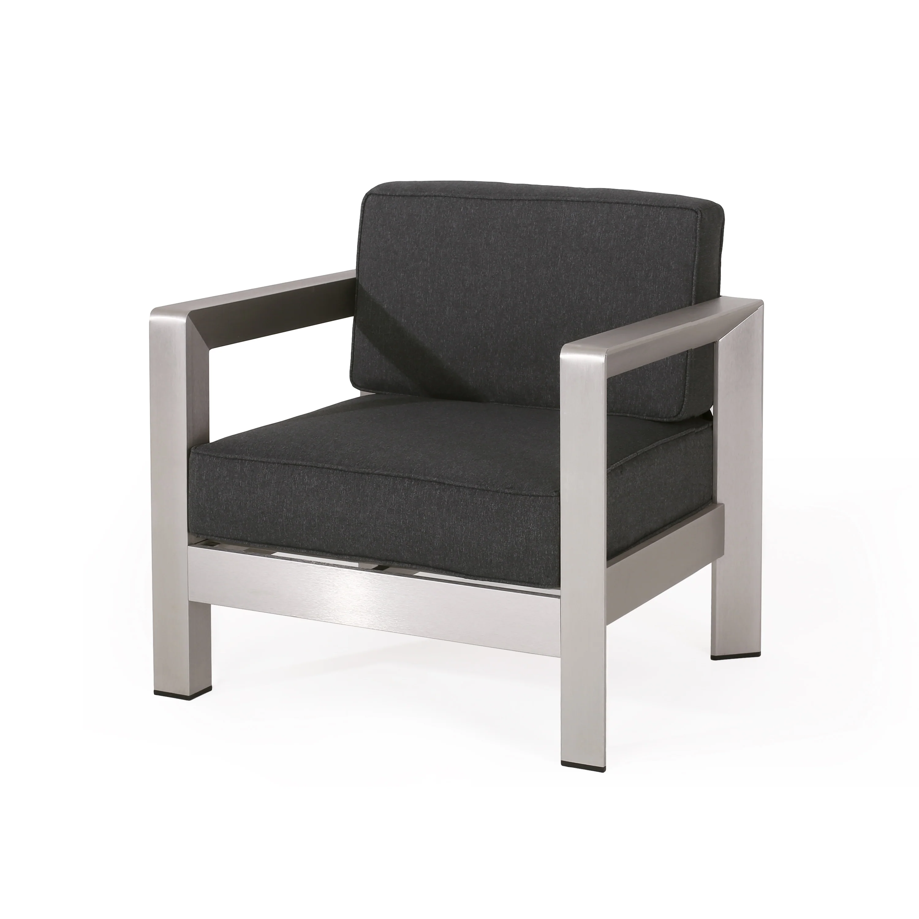 Booth Outdoor 4-Seater Aluminum Chat Set with Fire Pit and Tank Holder - furnishings
