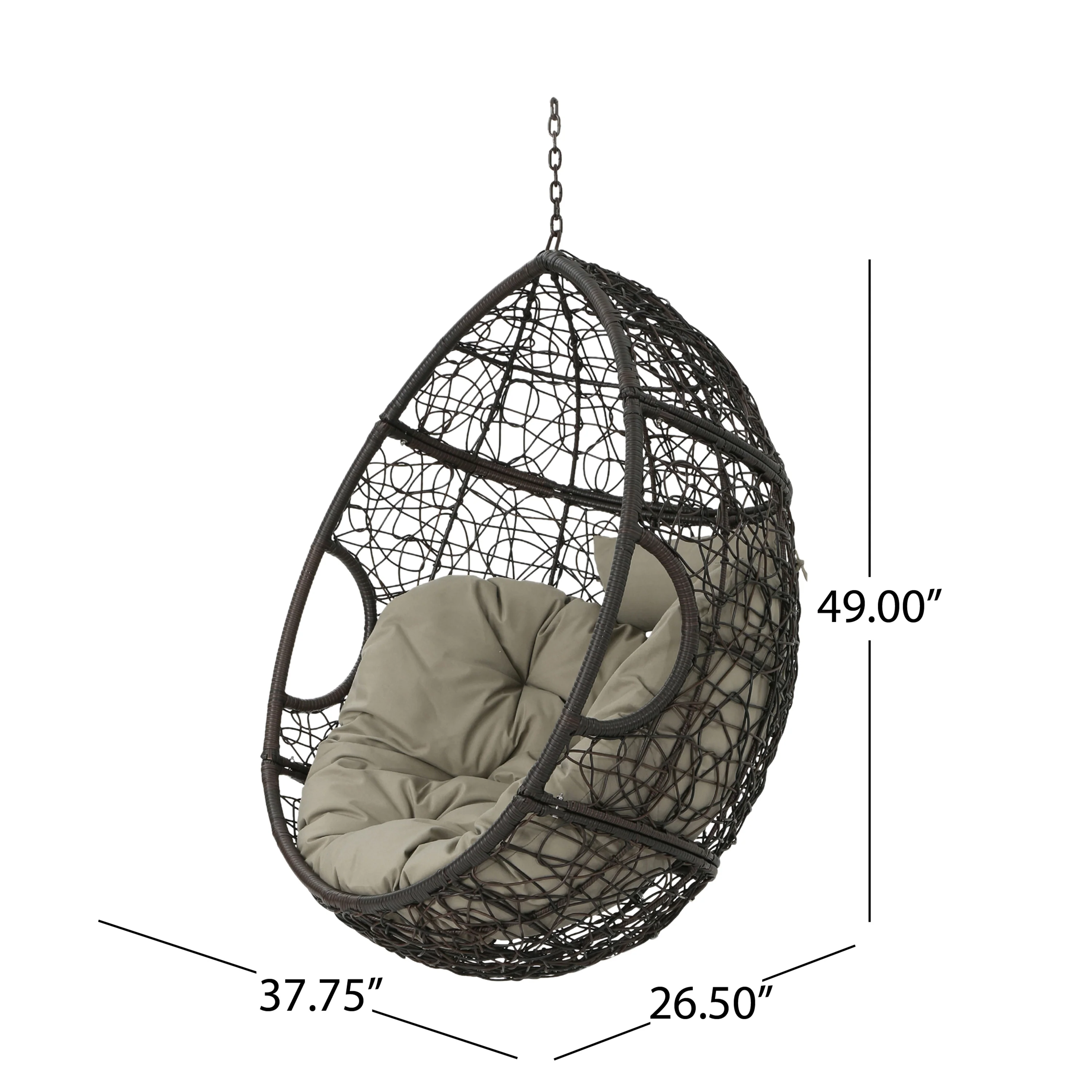 Kyle Outdoor Wicker Hanging Teardrop / Egg Chair - furnishings