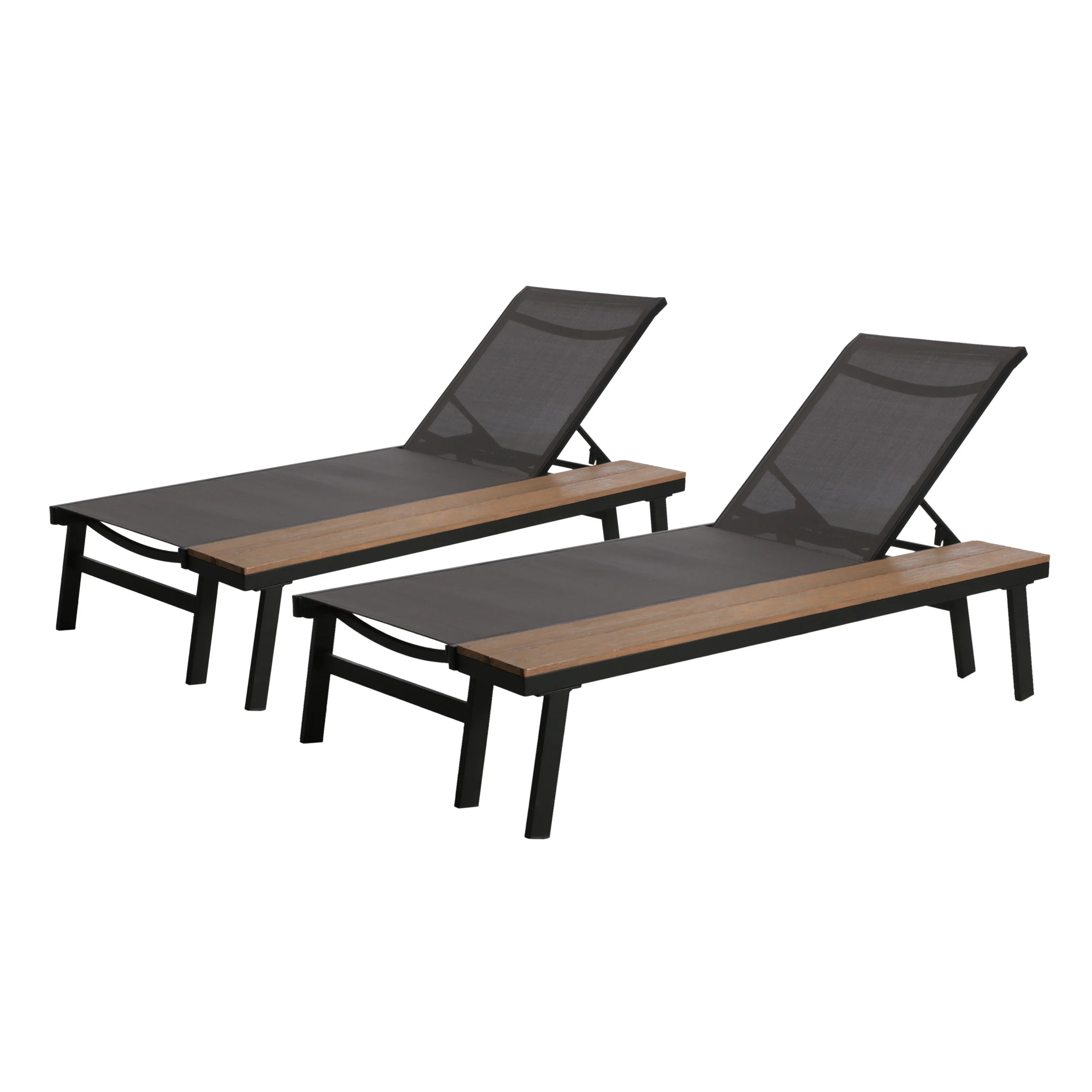 John Outdoor Mesh and Aluminum Chaise Lounge with Side Table - furnishings
