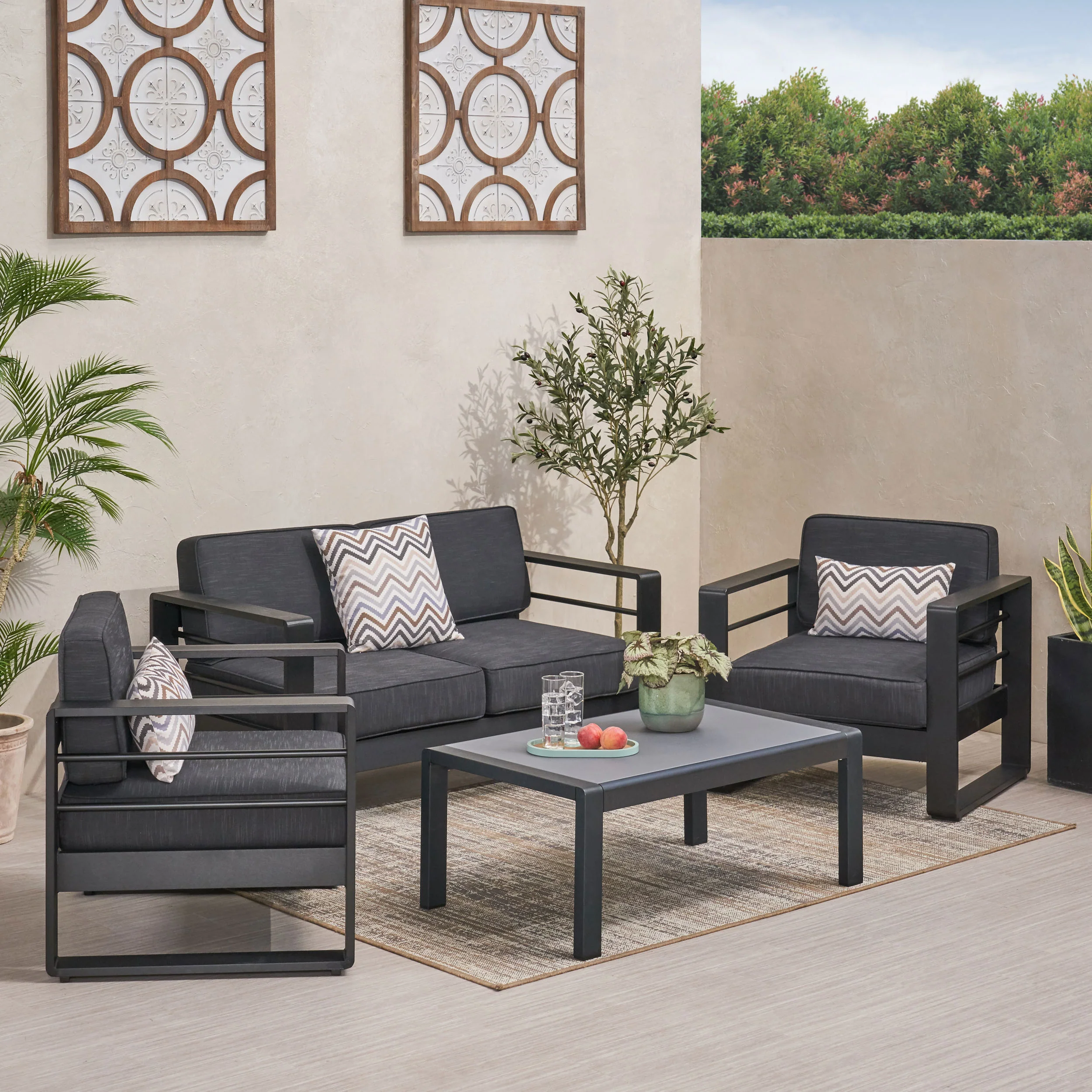 Gadd Outdoor Aluminum 4 Seater Chat Set - furnishings