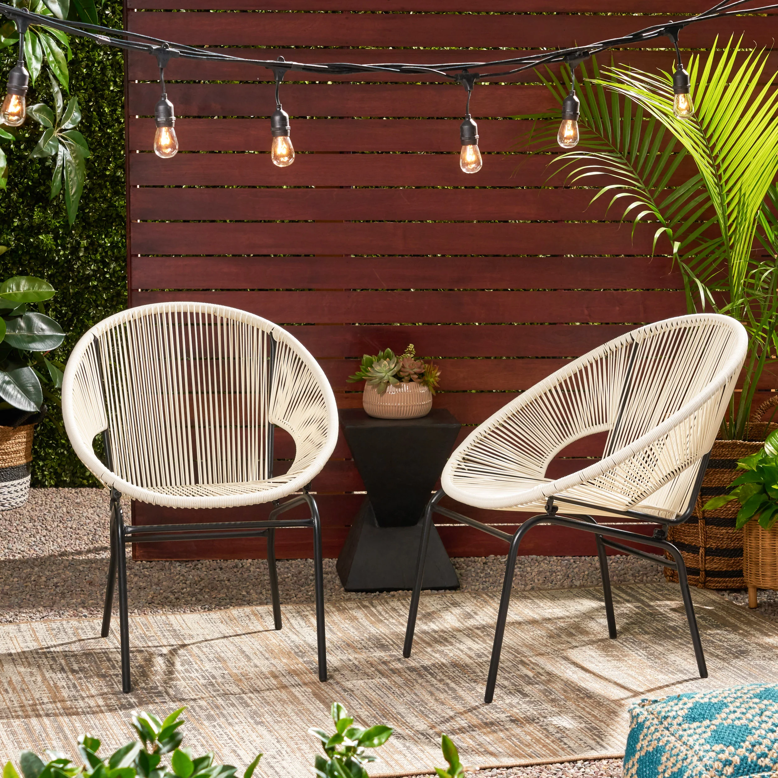 Modesty Outdoor Modern Faux Rattan Club Chair (Set of 2) - furnishings