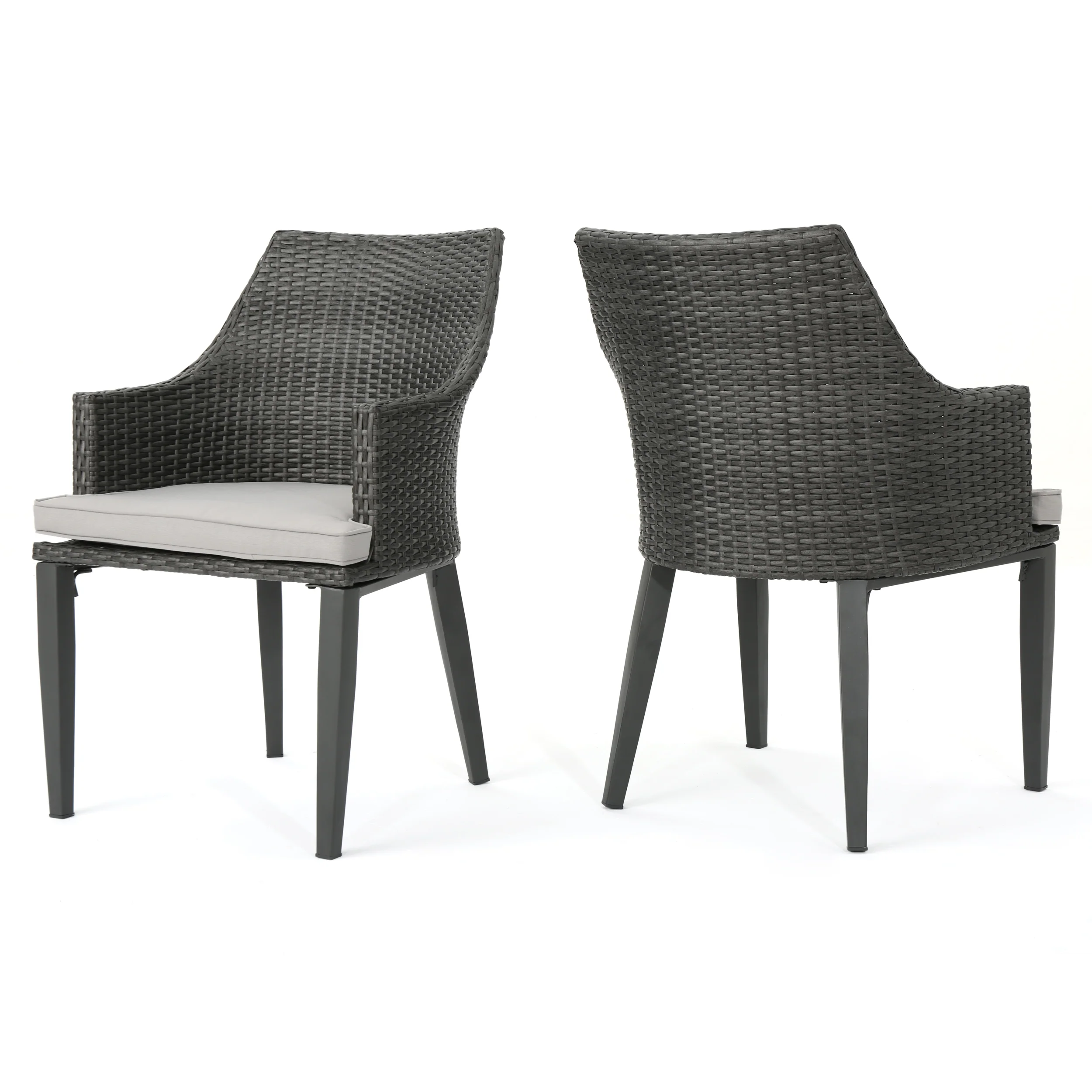 Hillcrest Outdoor Wicker Dining Chairs with Water Resistant Cushions (Set of 2) - furnishings