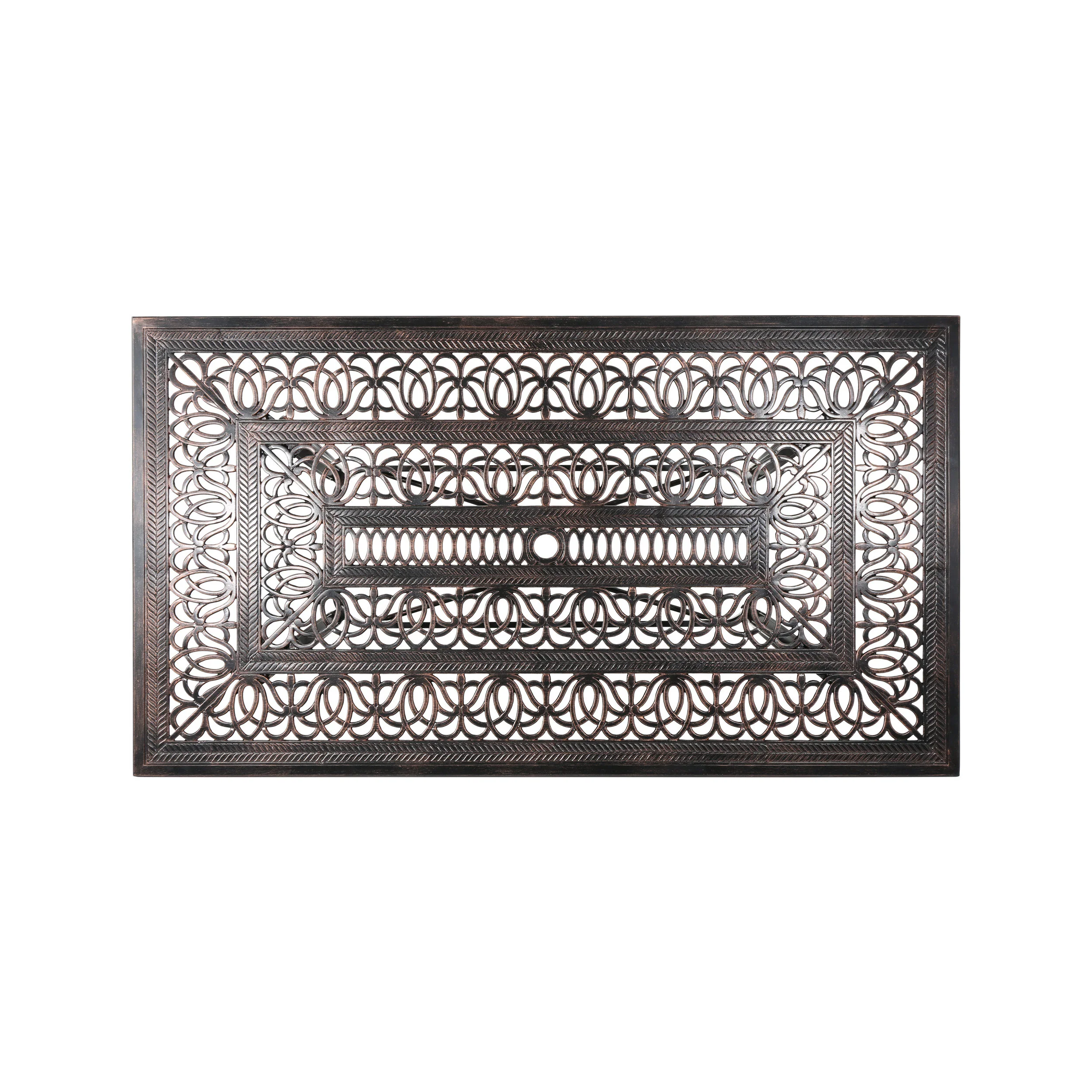 Jamie Outdoor Rectangular Cast Aluminum Dining Table, Shiny Copper - furnishings
