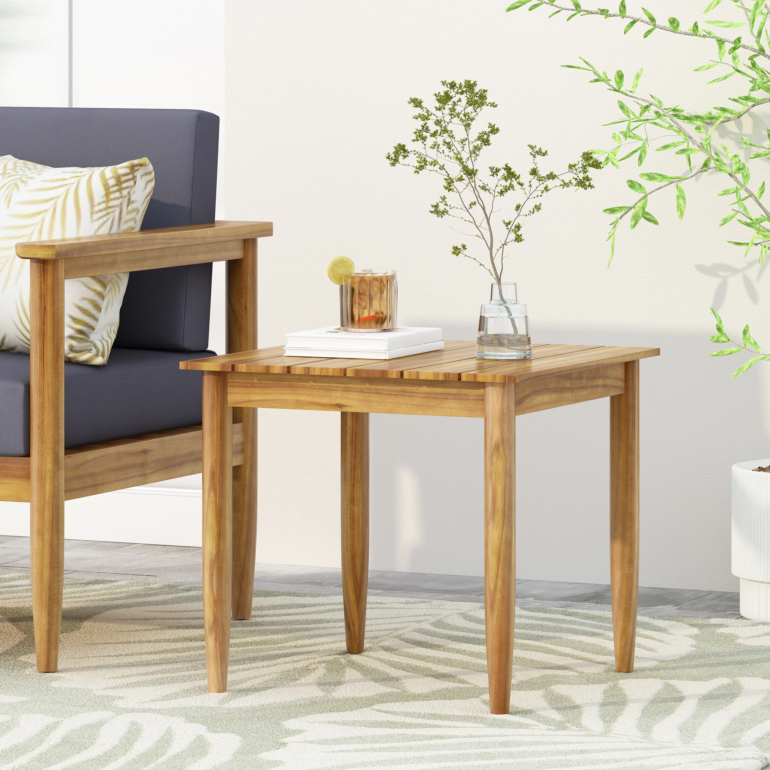 Plumb Outdoor Acacia Wood Side Table - furnishings