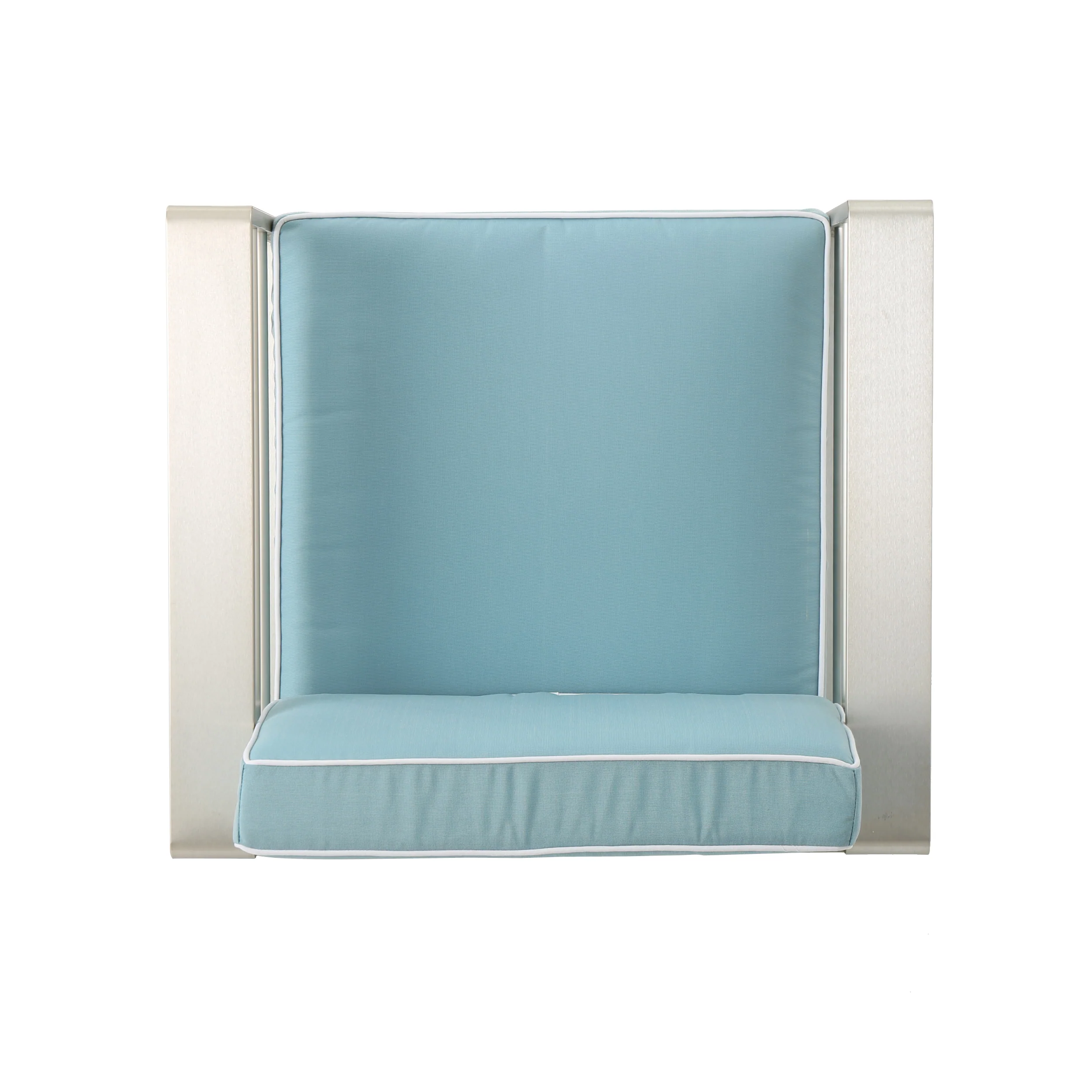 Crested Bay Outdoor Silver Aluminum Frame Light Teal Cushion Club Chairs - furnishings