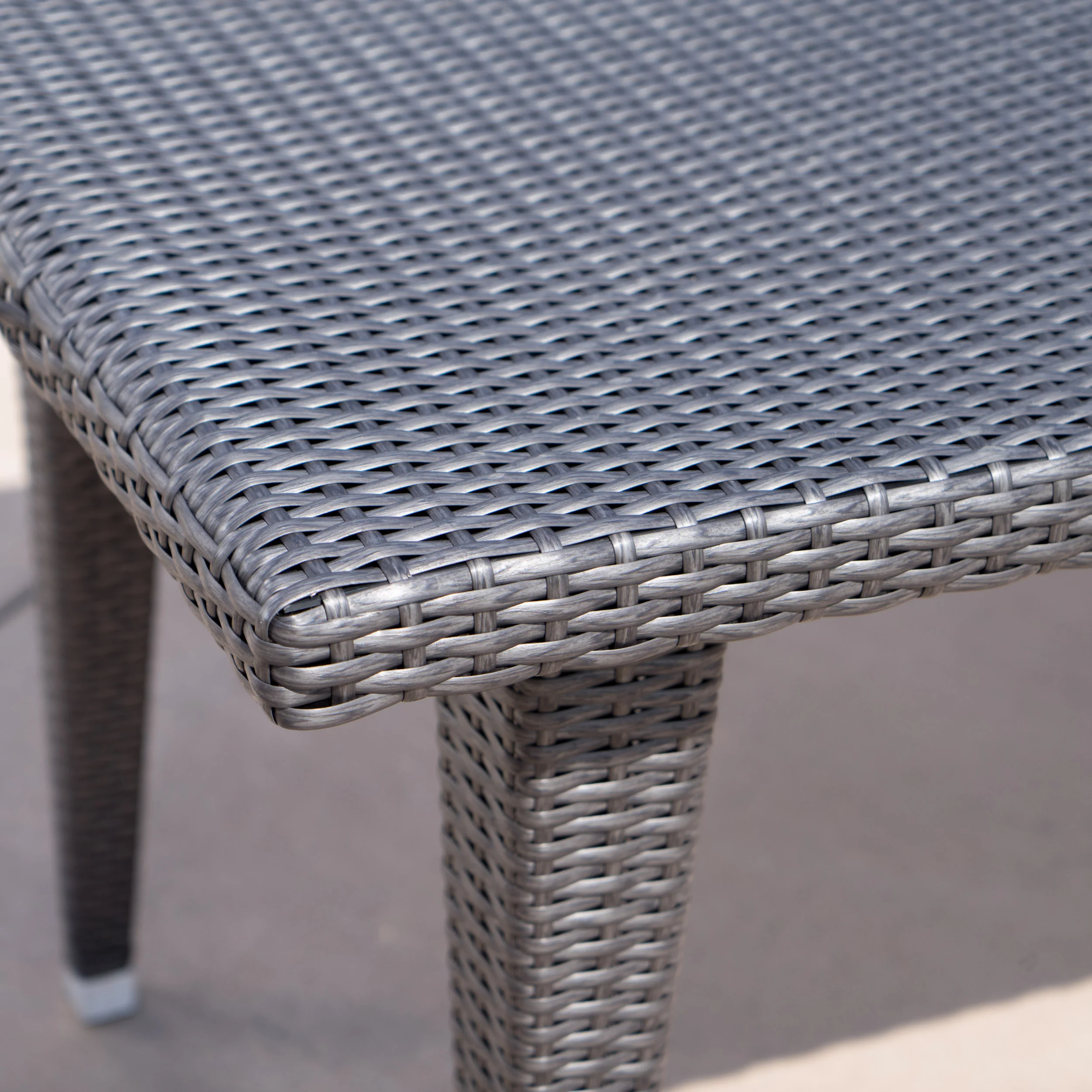 Domina Outdoor 73.5-inch Gray Wicker Rectangular Dining Table - furnishings