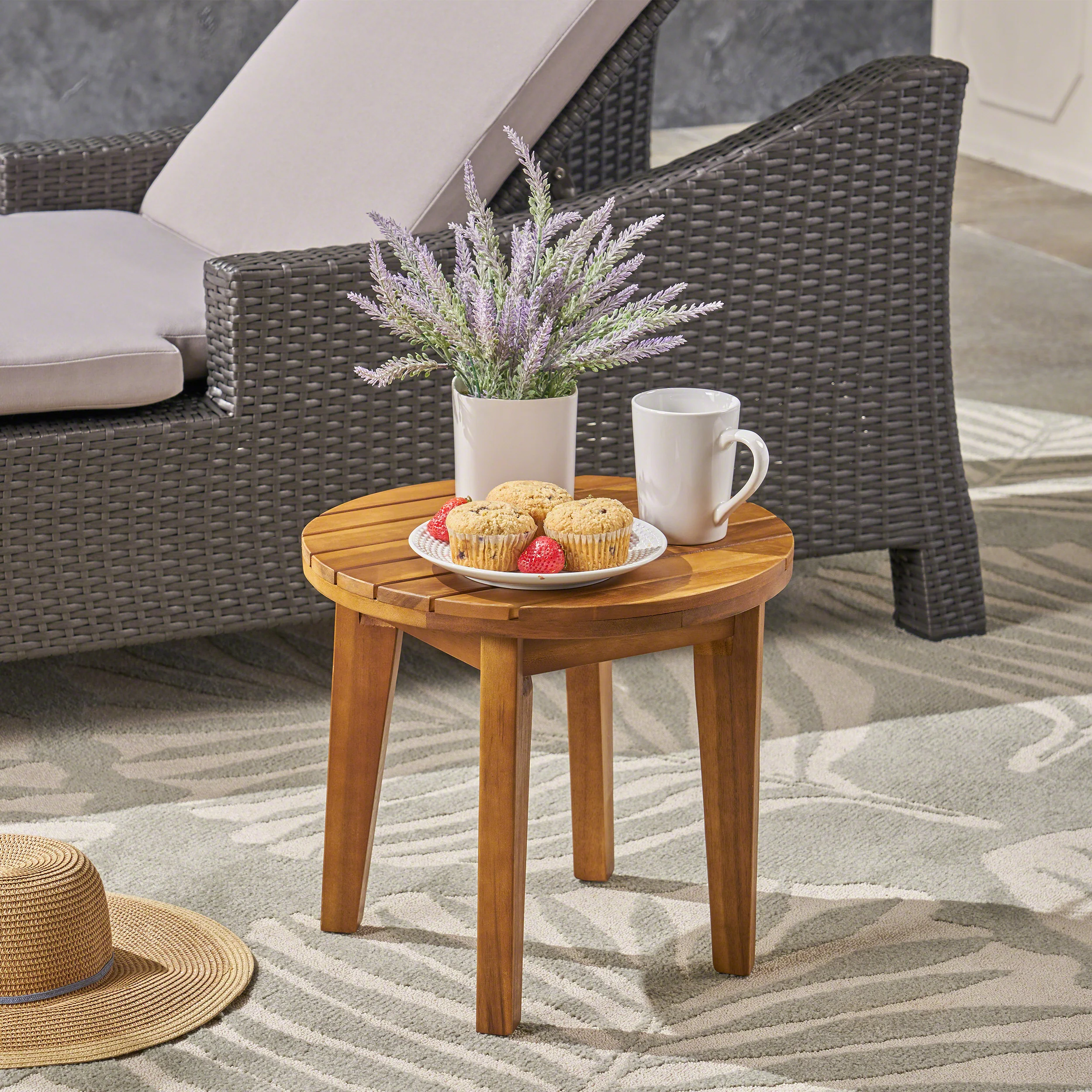Parker Outdoor 16-inch Acacia Wood Side Table - furnishings