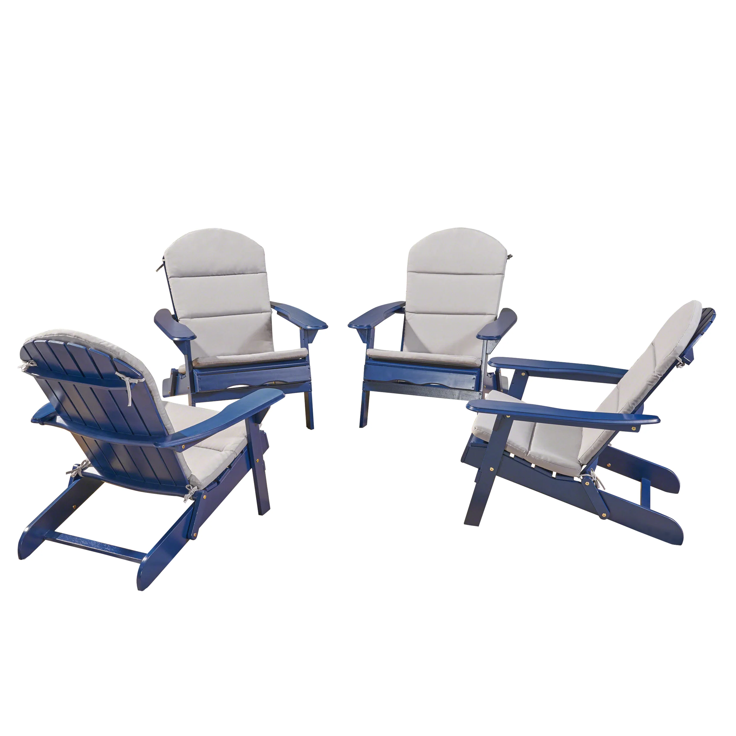 Nelie Outdoor Acacia Wood Folding Adirondack Chairs with Cushions - furnishings