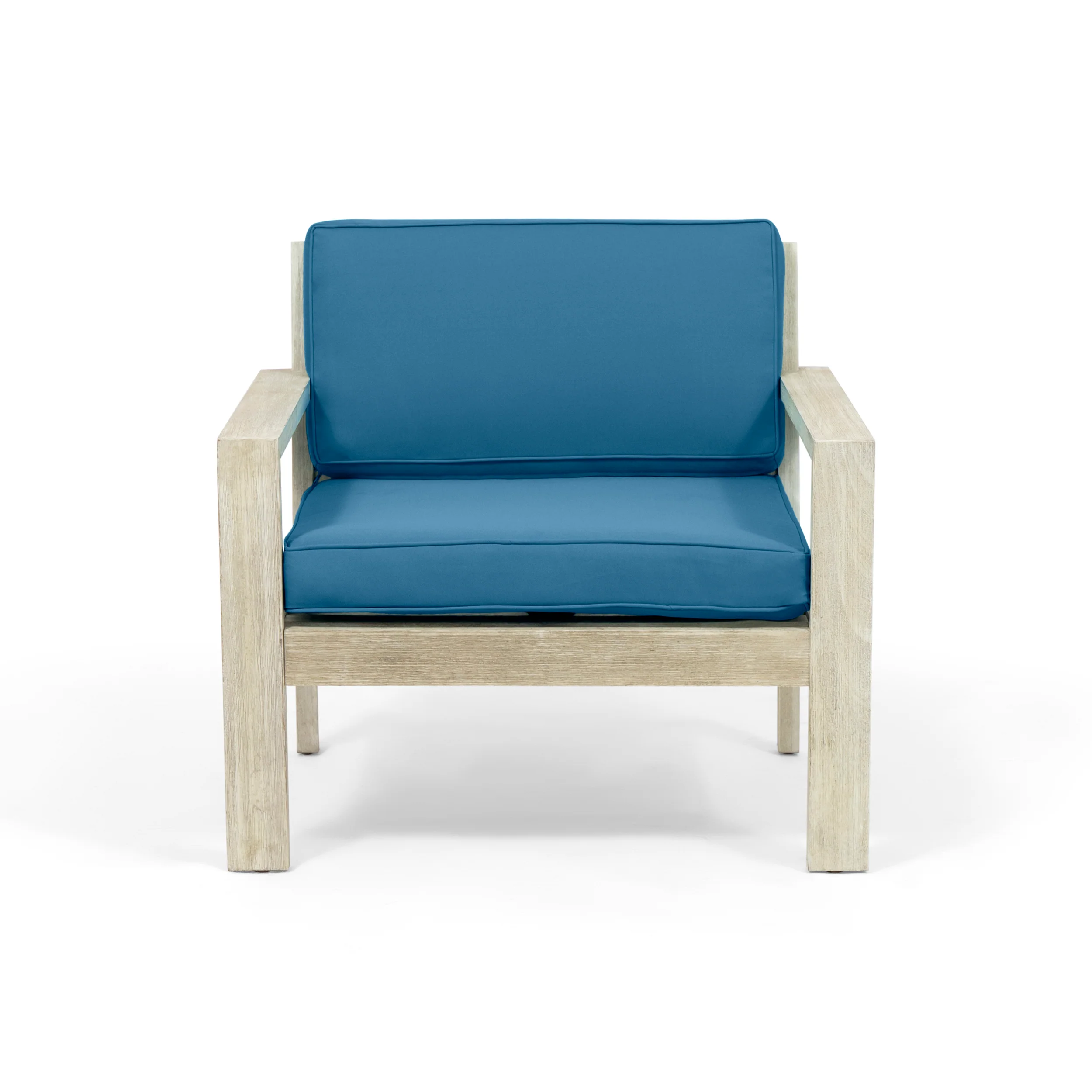 Ben Outdoor Acacia Wood Club Chairs with Cushions (Set of 2) - furnishings