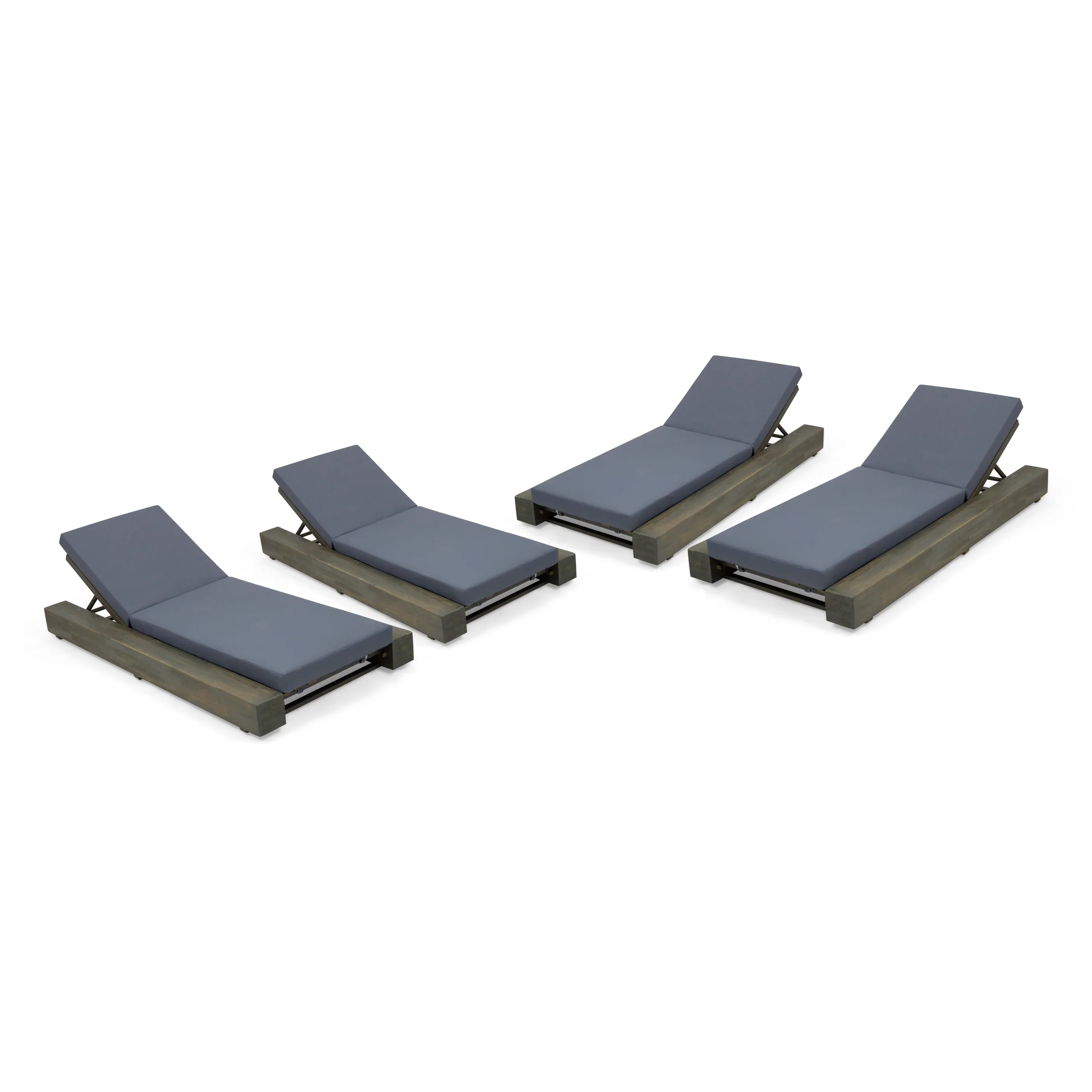 Stella Outdoor Acacia Wood Chaise Lounge and Cushion Sets (Set of 4) - furnishings