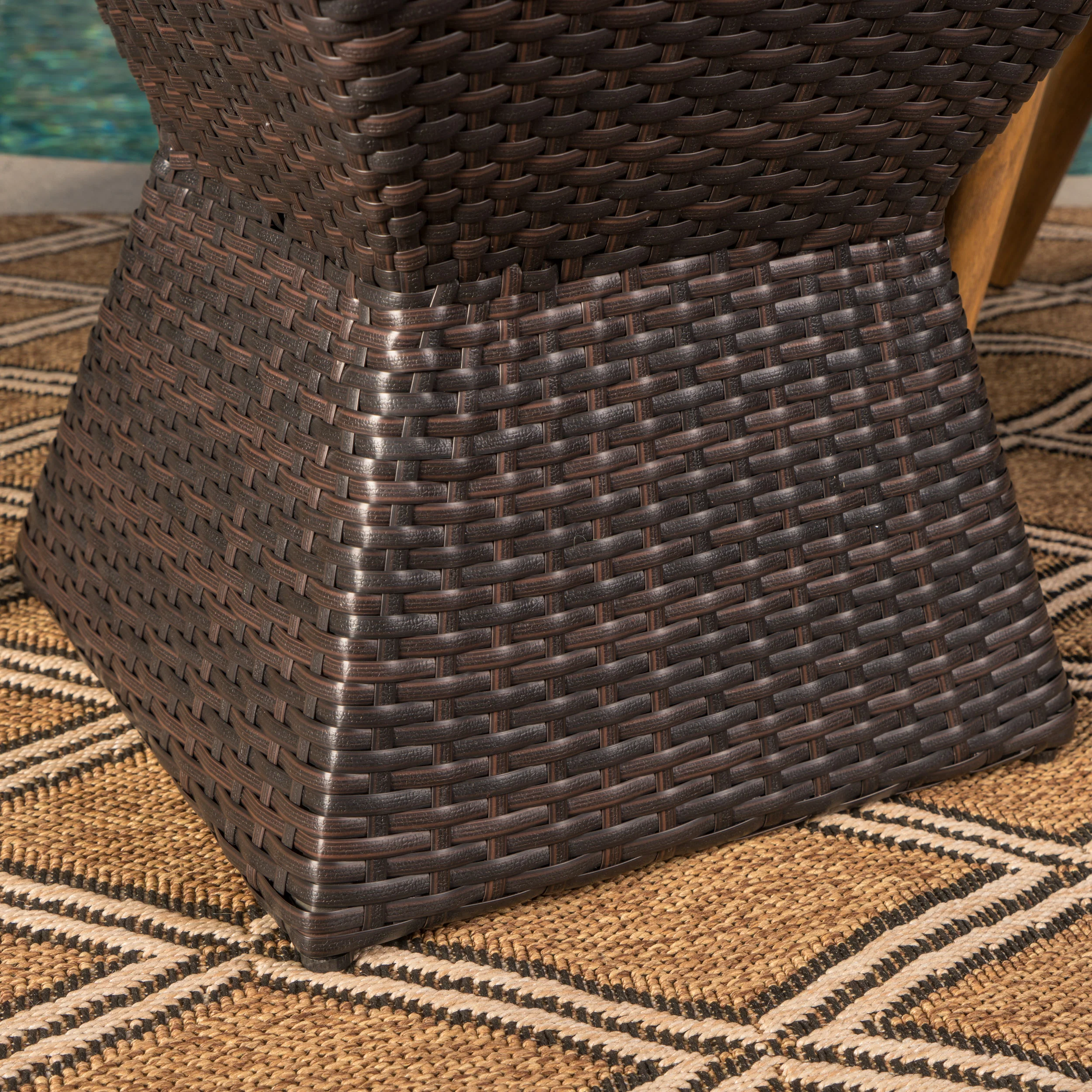 Ralsey Outdoor 3 Piece Multi-Brown Wicker Chat Set with Stacking Chairs - furnishings