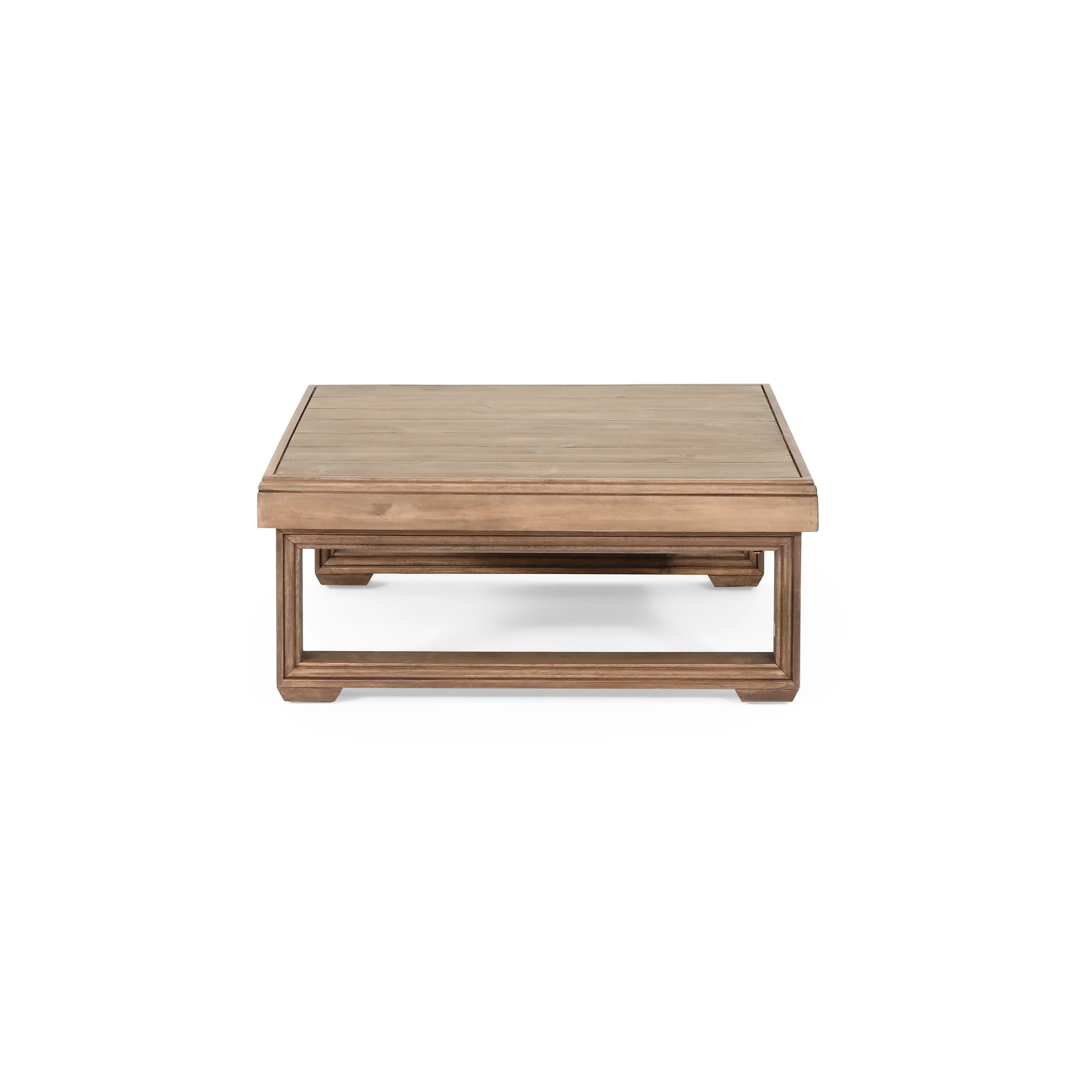 Andrae Outdoor Acacia Wood Square Coffee Table, Brown Wash - furnishings