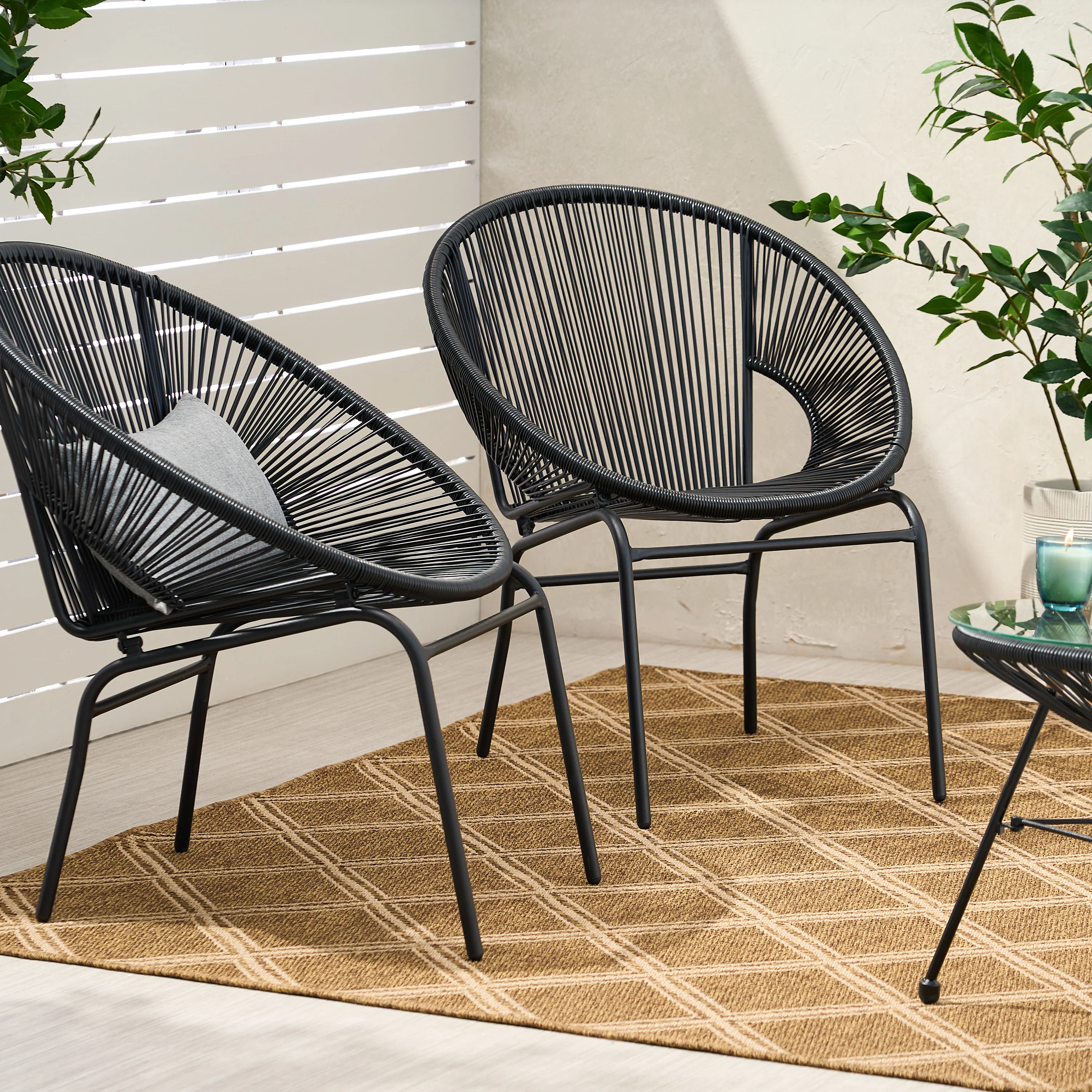 Chrissy Outdoor Modern Faux Rattan Club Chair (Set of 2) - furnishings