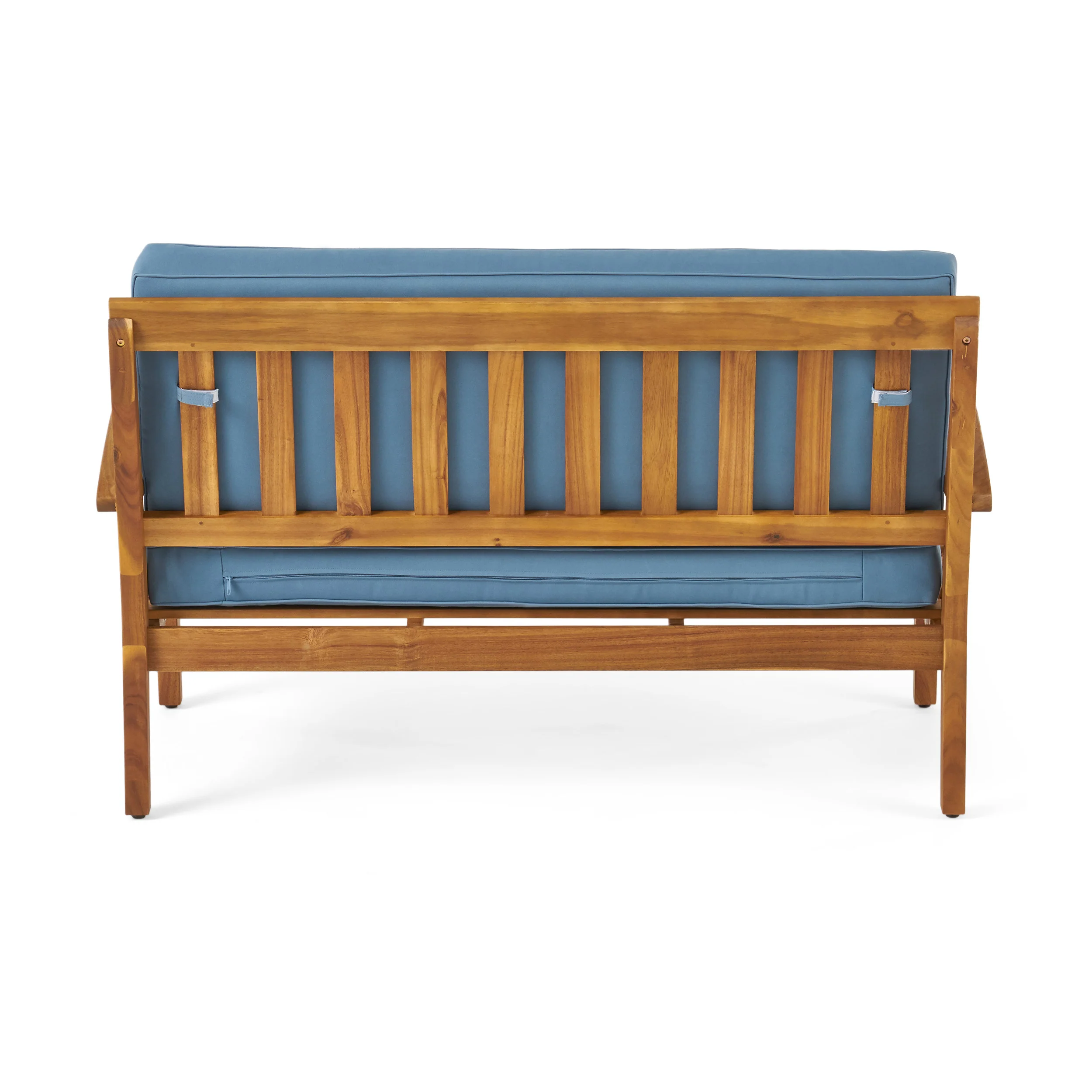 Keanu Outdoor Acacia Wood Loveseat and Coffee Table Set with Cushions - furnishings