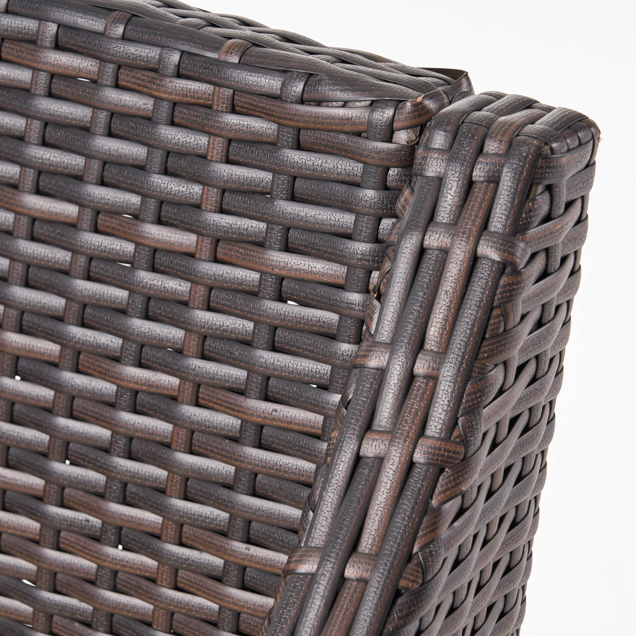 Bossier Outdoor 3 Piece Acacia Wood/ Wicker Bistro Set with Cushions, Teak Finish and Multibrown with Beige - furnishings