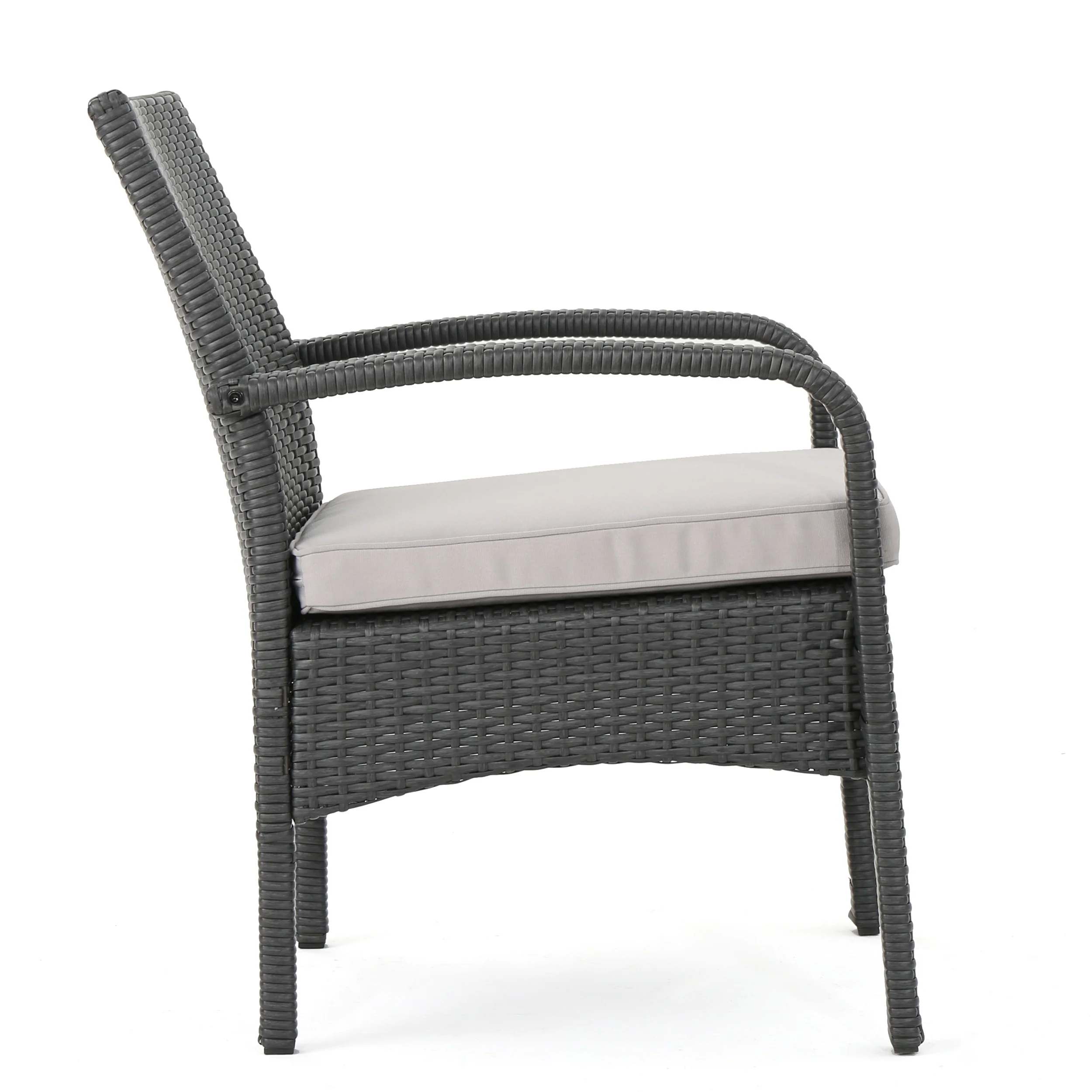 Mavis Patio Conversation Set, 6-Seater with Loveseat, Club Chairs, and Coffee Table, Gray Wicker with Light Gray Outdoor Cushions - furnishings