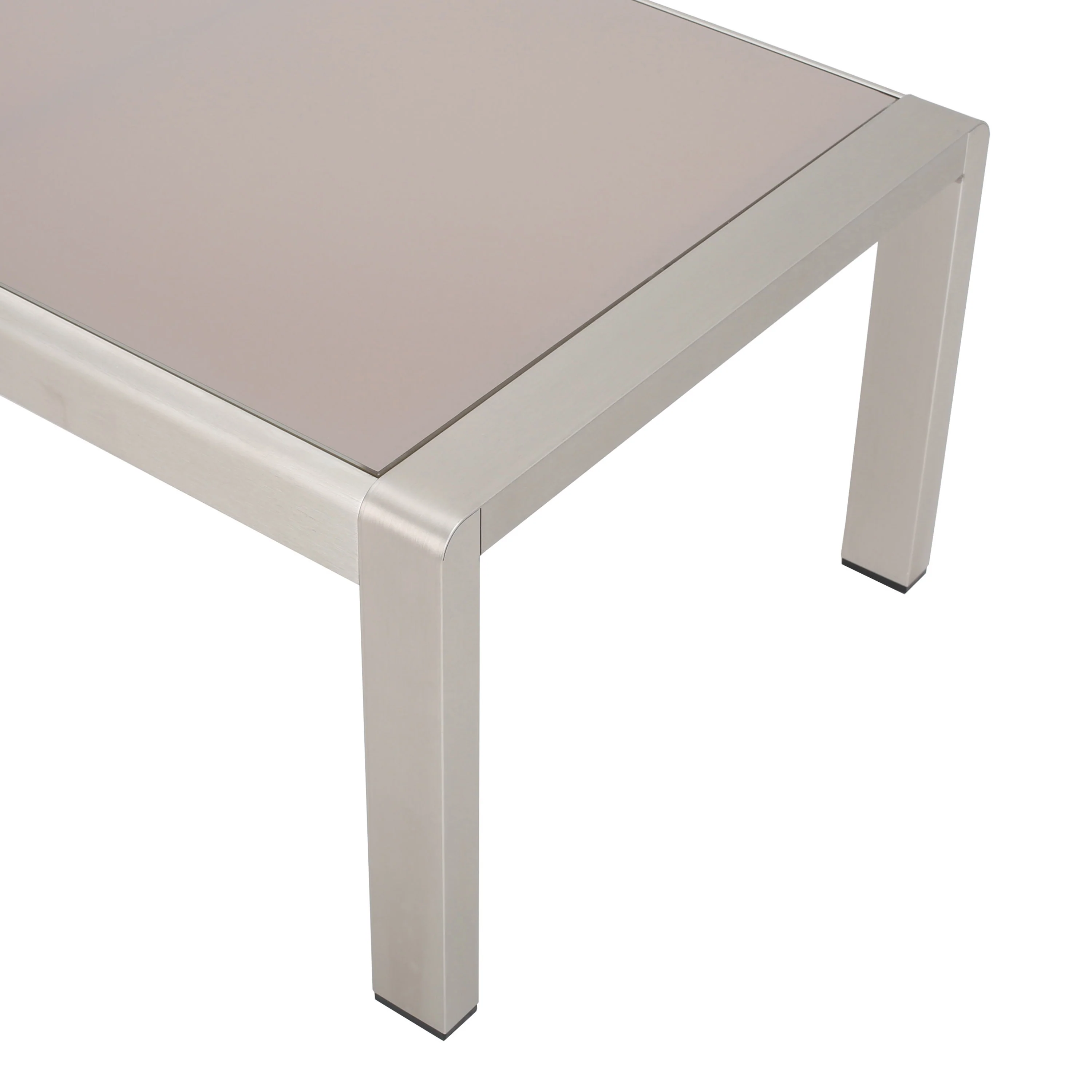 Alec Outdoor Aluminum Loveseat and Tempered Glass-Topped Coffee Table, Silver and Gray - furnishings